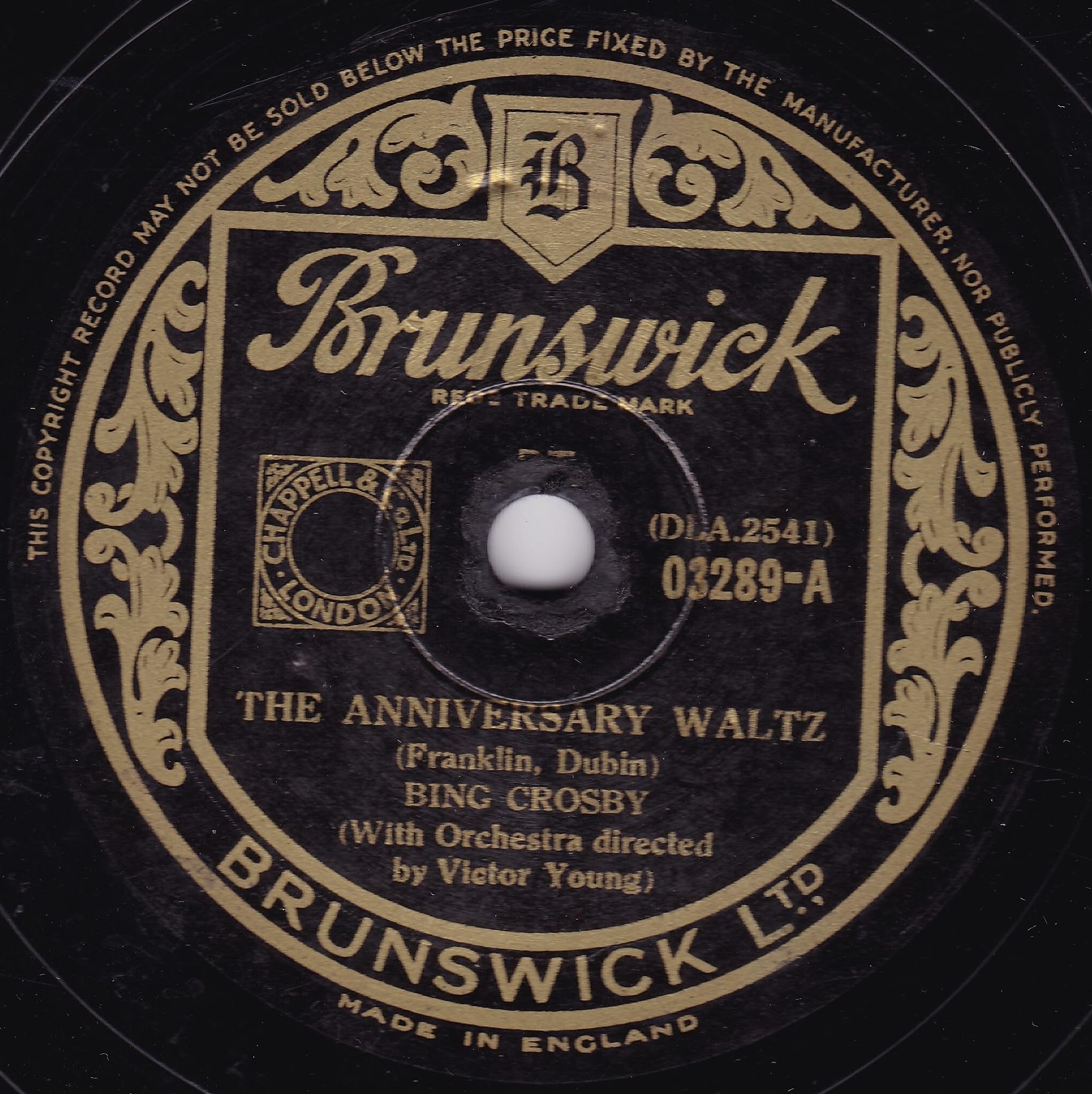 Bing Crosby - The Anniversary Waltz (Brunswick) 10" 78RPM shellac single VG/-