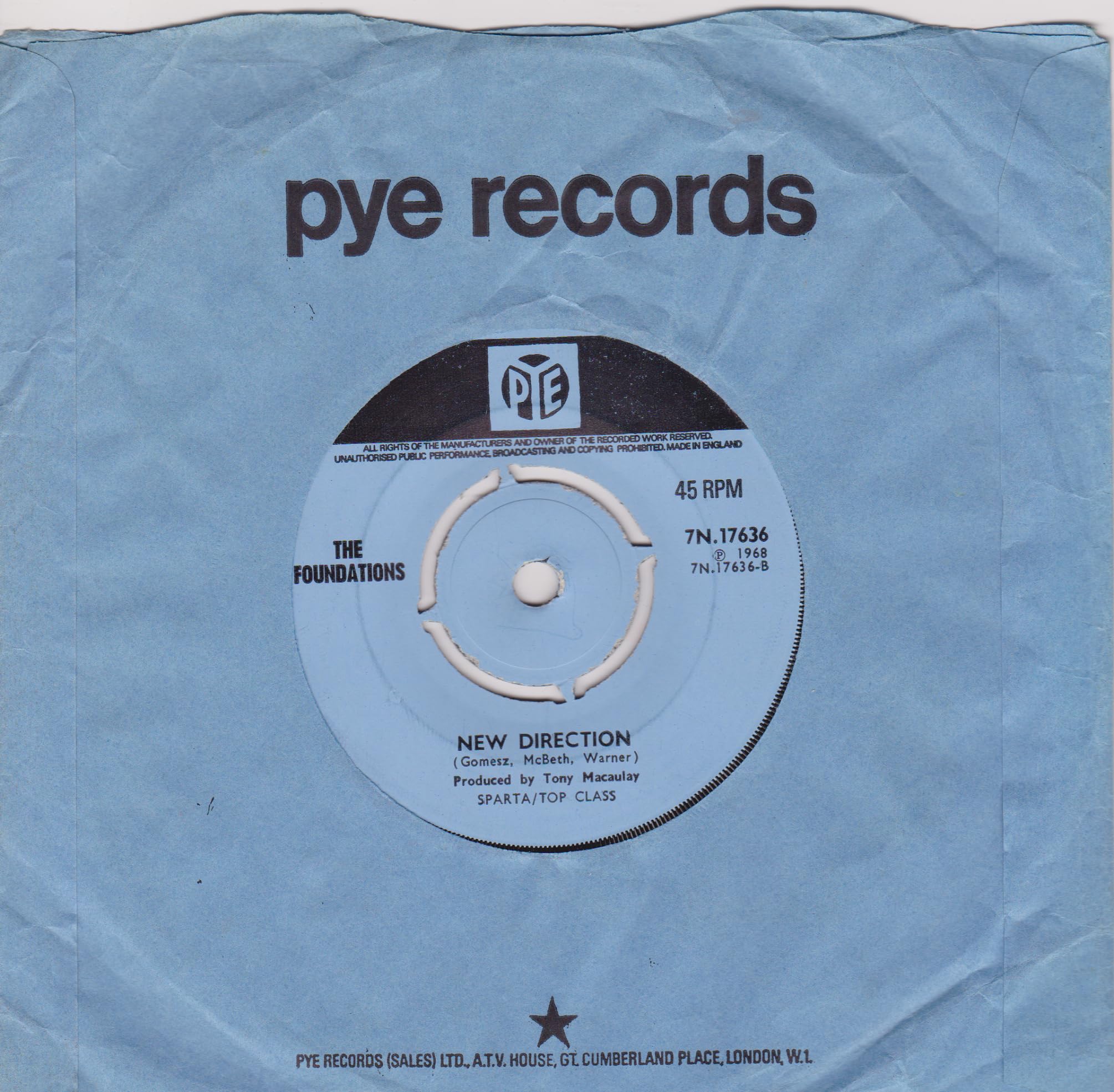 The Foundations – Build Me Up Buttercup (Pye 1968) 7" vinyl single VG/VG