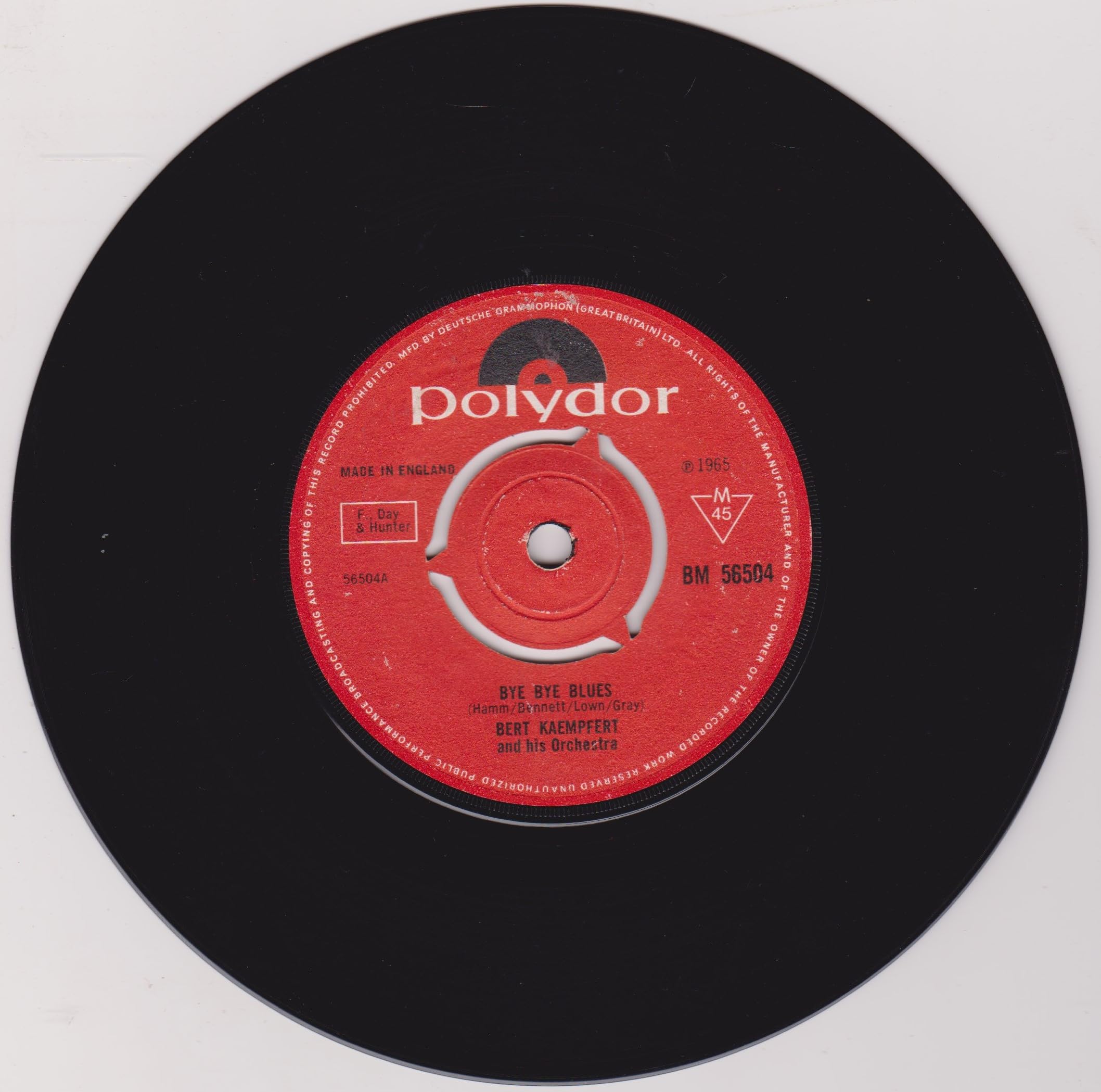 Bert Kaempfert & His Orchestra ‎– Bye Bye Blues (Polydor 1965) 7" vinyl single VG/-