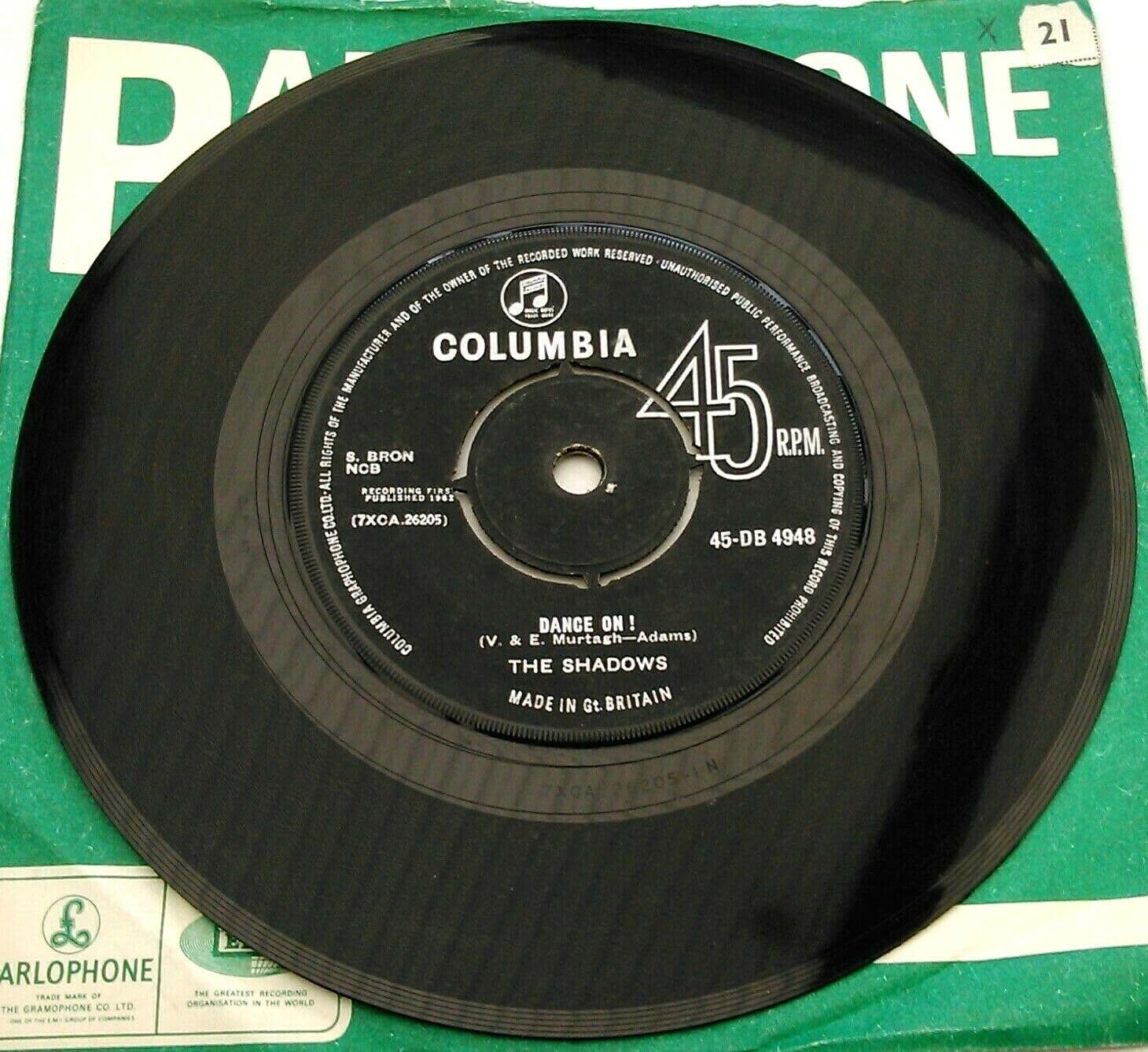 The Shadows - Dance On! (Columbia 1963) 7" vinyl single VG/-