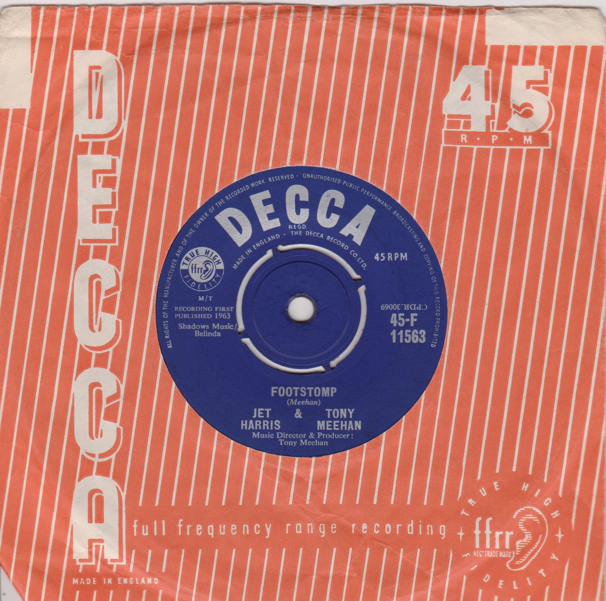 Jet Harris & Tony Meehan – Diamonds (Decca 1963) 7" vinyl single VG/VG