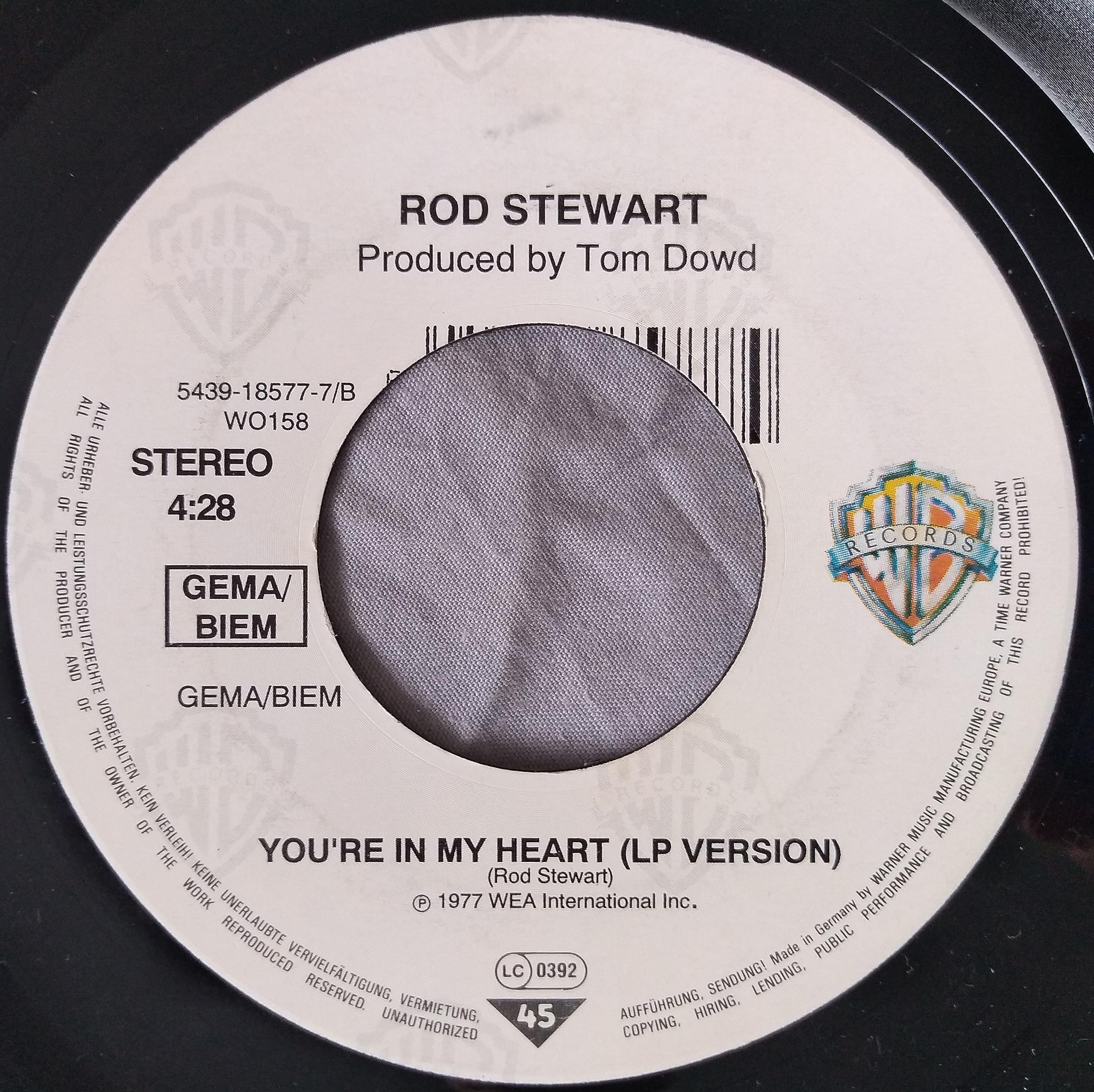 Rod Stewart – Ruby Tuesday (WB 1993) 7” vinyl single VG/- jukebox centre
