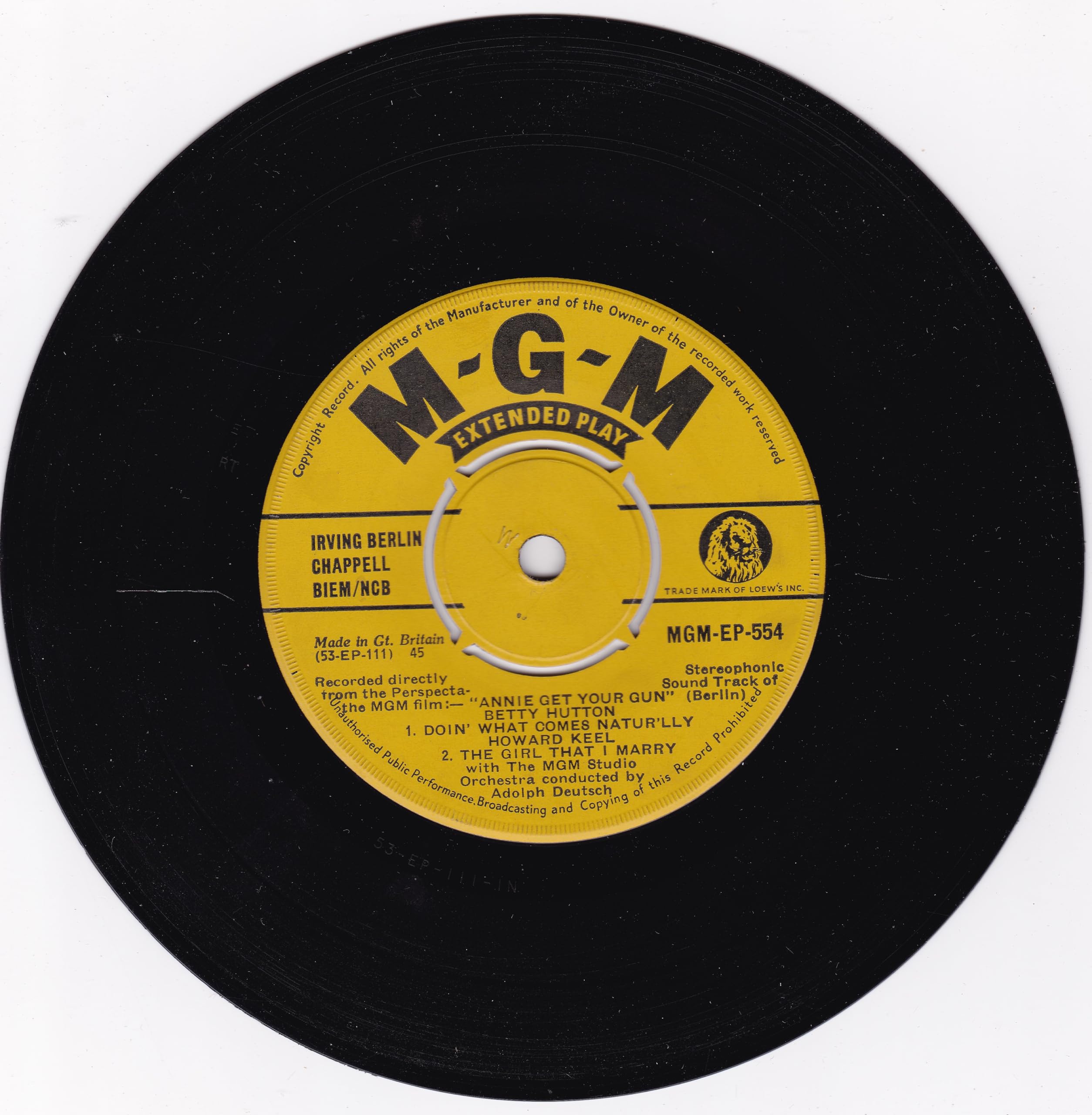Various ‎– Annie Get Your Gun No. 2 (MGM 1952) 7" vinyl EP VG/G+