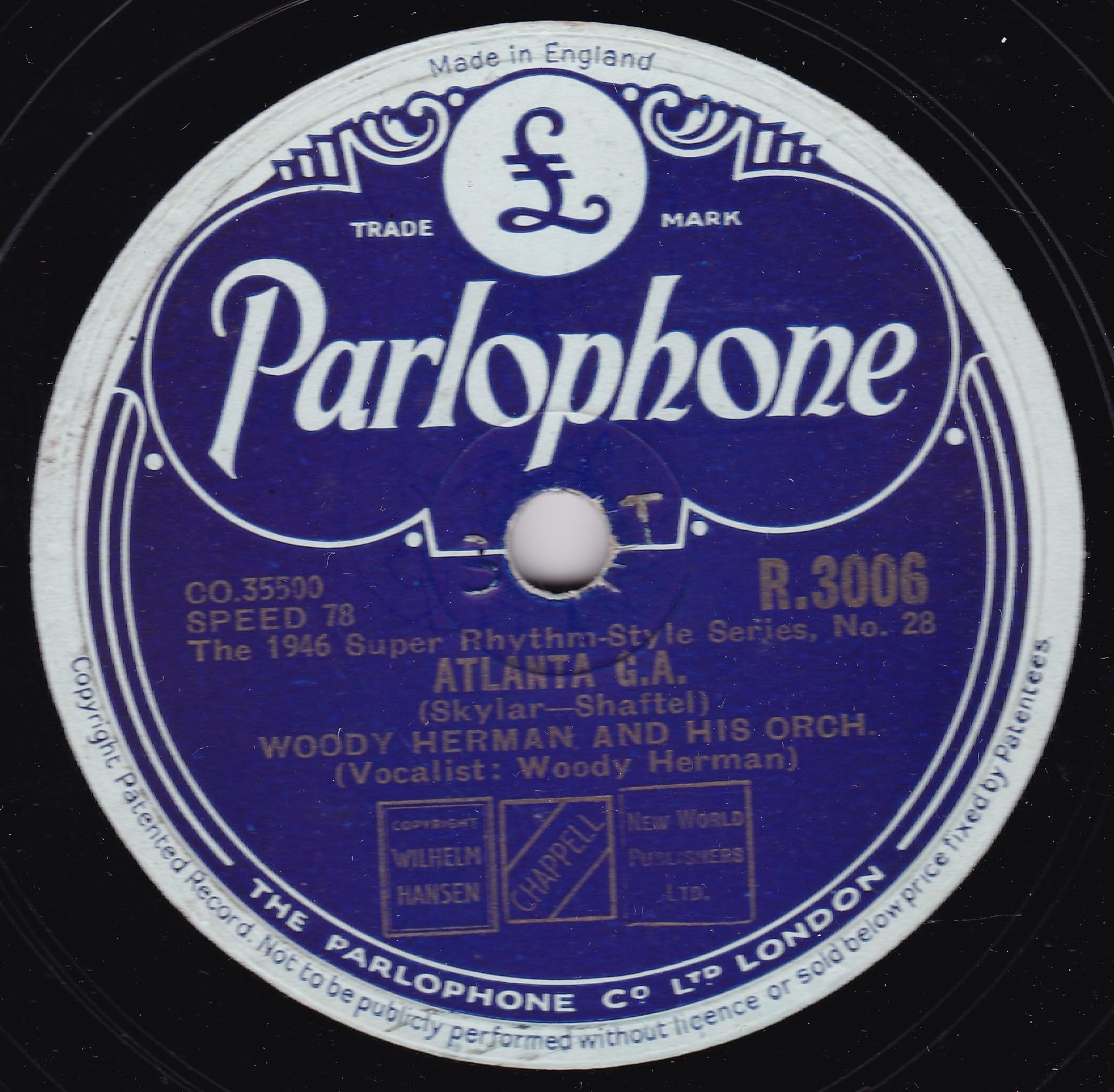 Woody Herman and His Orchestra - Wild Root (Parlophone 1948) 10! 78 RPM shellac single VG/G