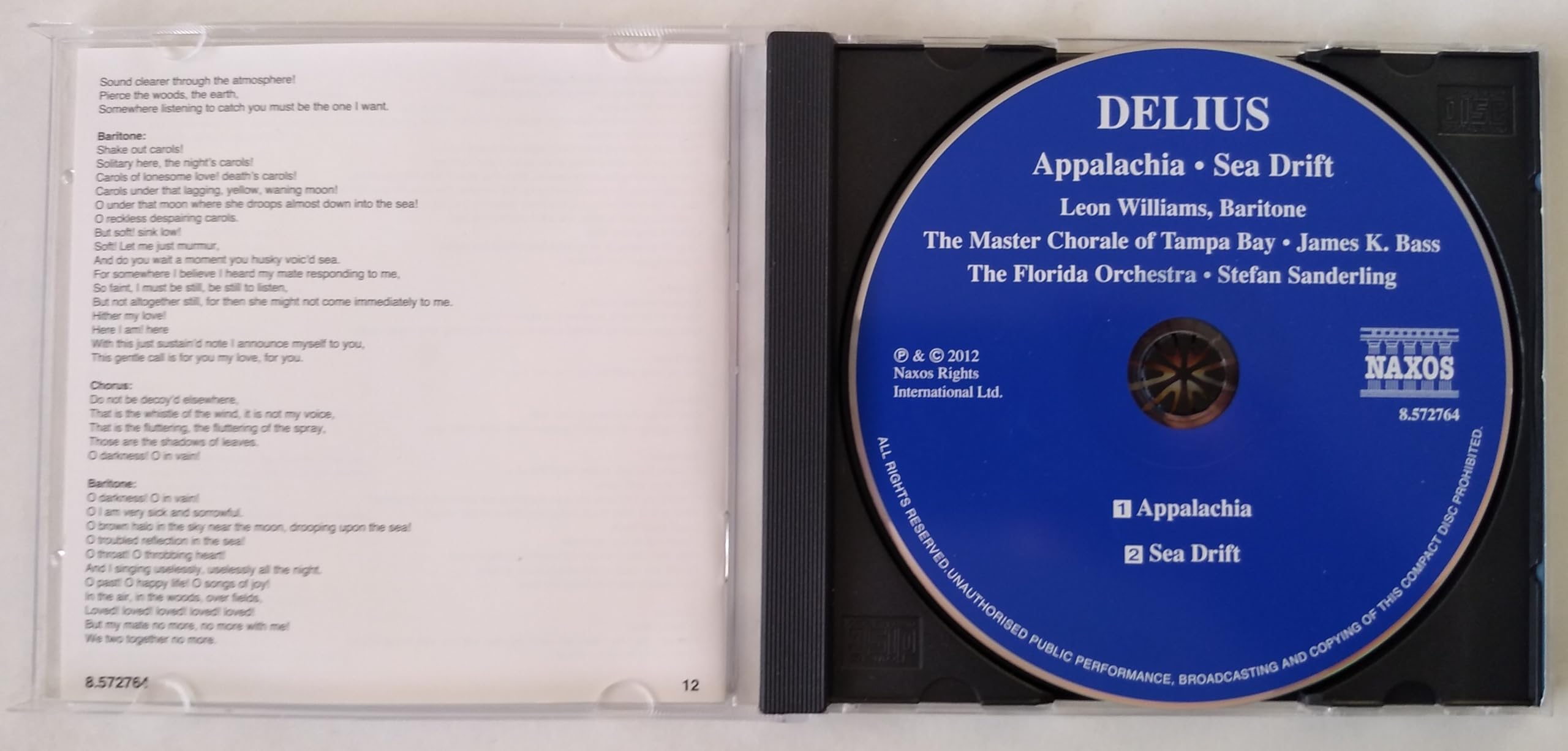 Delius - Appalachia • Sea Drift (2012) CD album