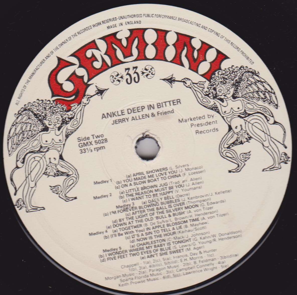 Jerry Allen - Ankle Deep In Bitter (Gemini 1968) 12" vinyl LP VG/VG