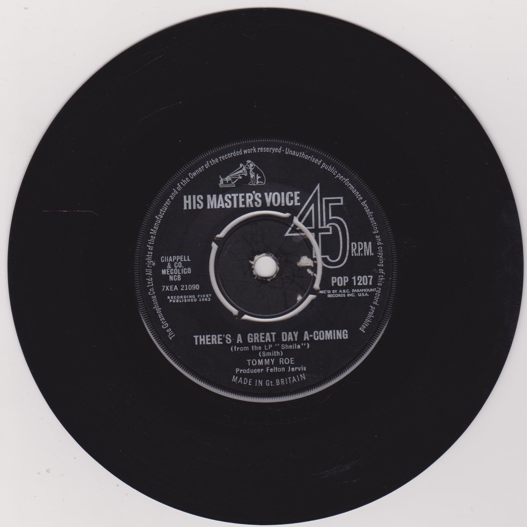 Tommy Roe – Everybody (HMV 1963) 7" vinyl single VG/-