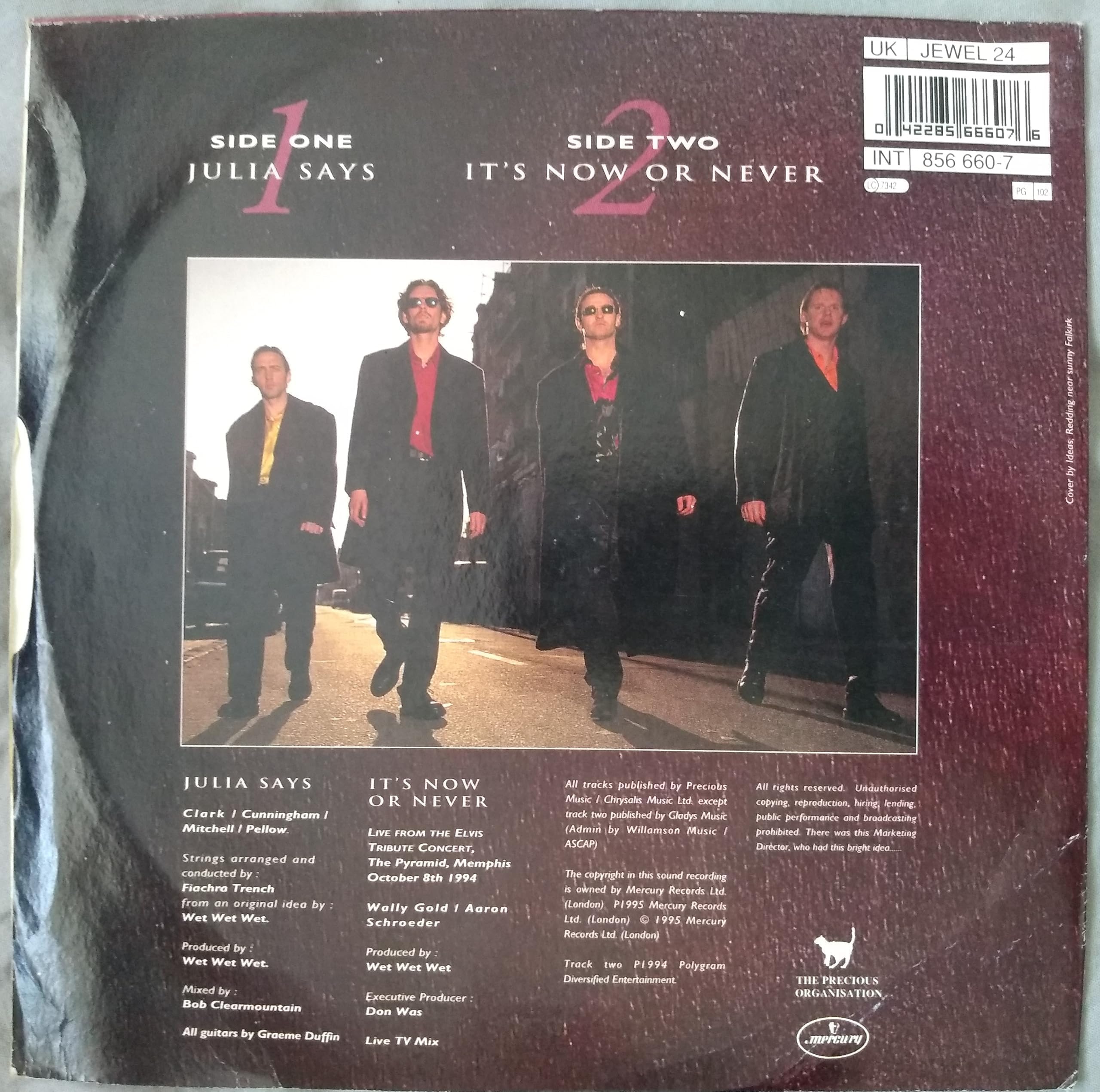 Wet Wet Wet - Julia Says (The Precious Organisation 1995) 7" vinyl single VG/VG purple