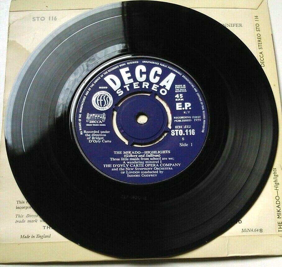 Gilbert And Sullivan, The D'Oyly Carte Opera Company - Highlights from The Mikado (Decca 1960) 7" vinyl EP VG/VG