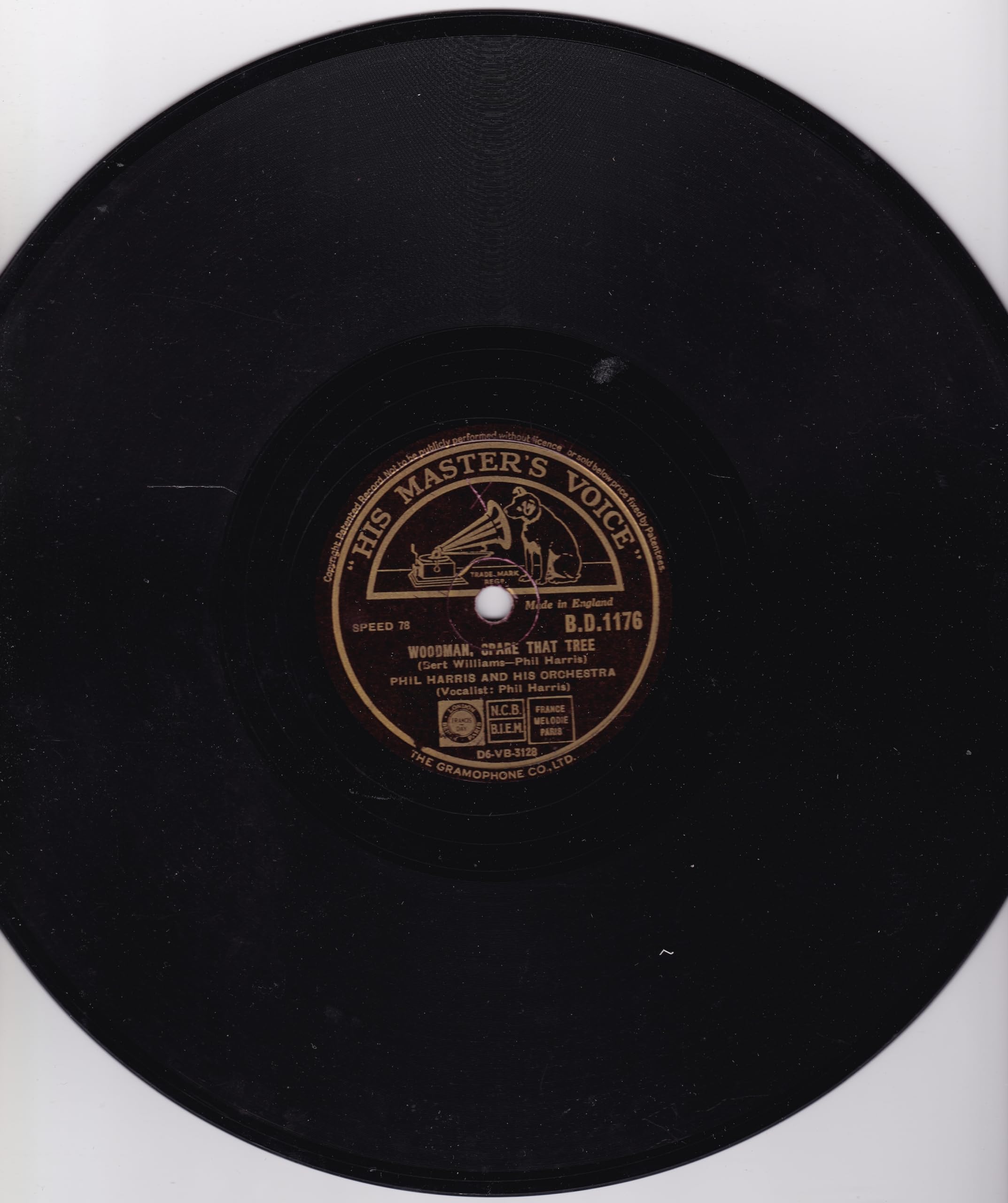 Phil Harris And His Orchestra ‎– The Dark Town Poker Club (HMV) 10" 78RPM shellac single VG/-