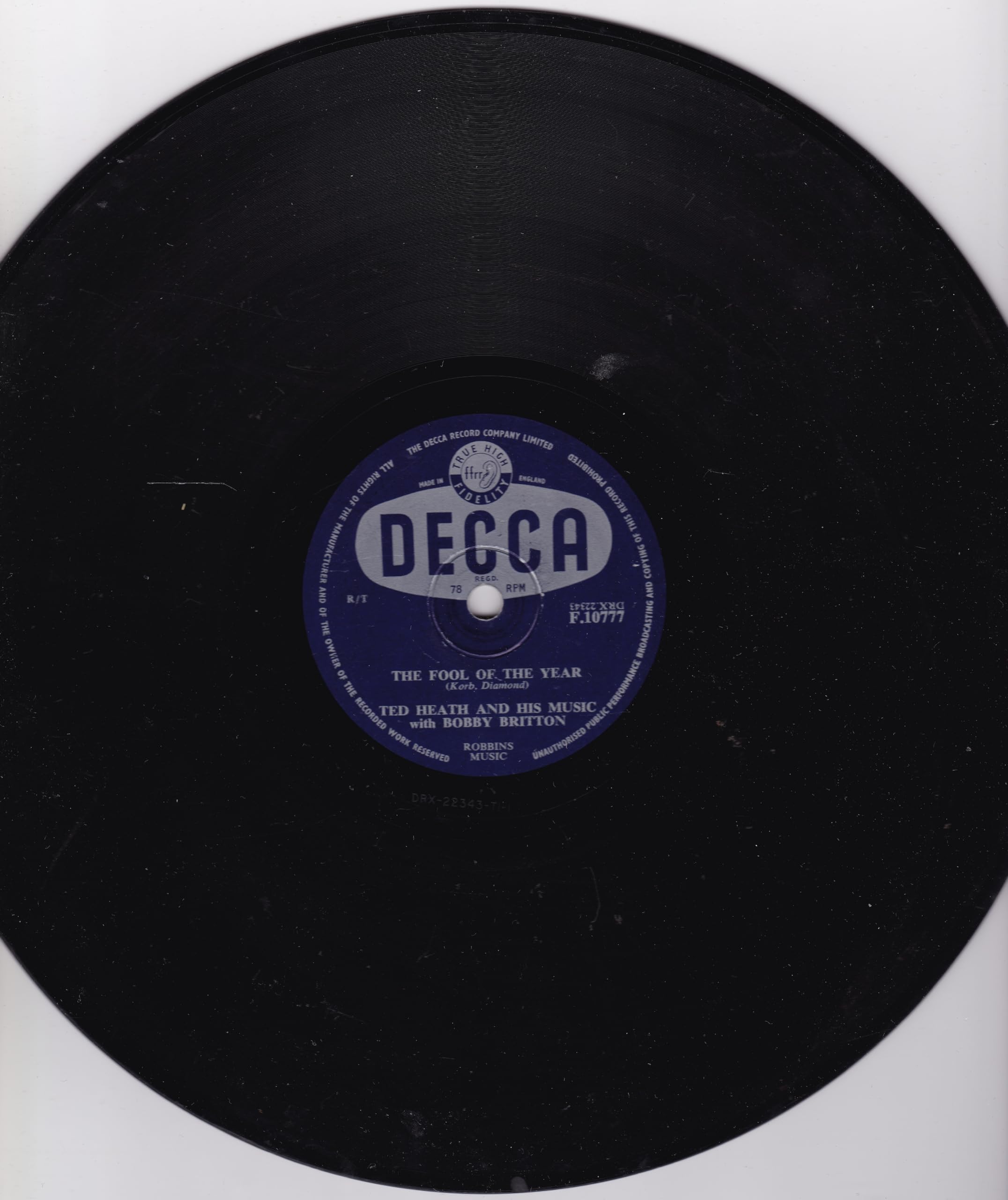 Ted Heath And His Music With Bobbie Britton ‎– Autumn Concerto (Decca 1956) 10" 78RPM shellac single VG/-