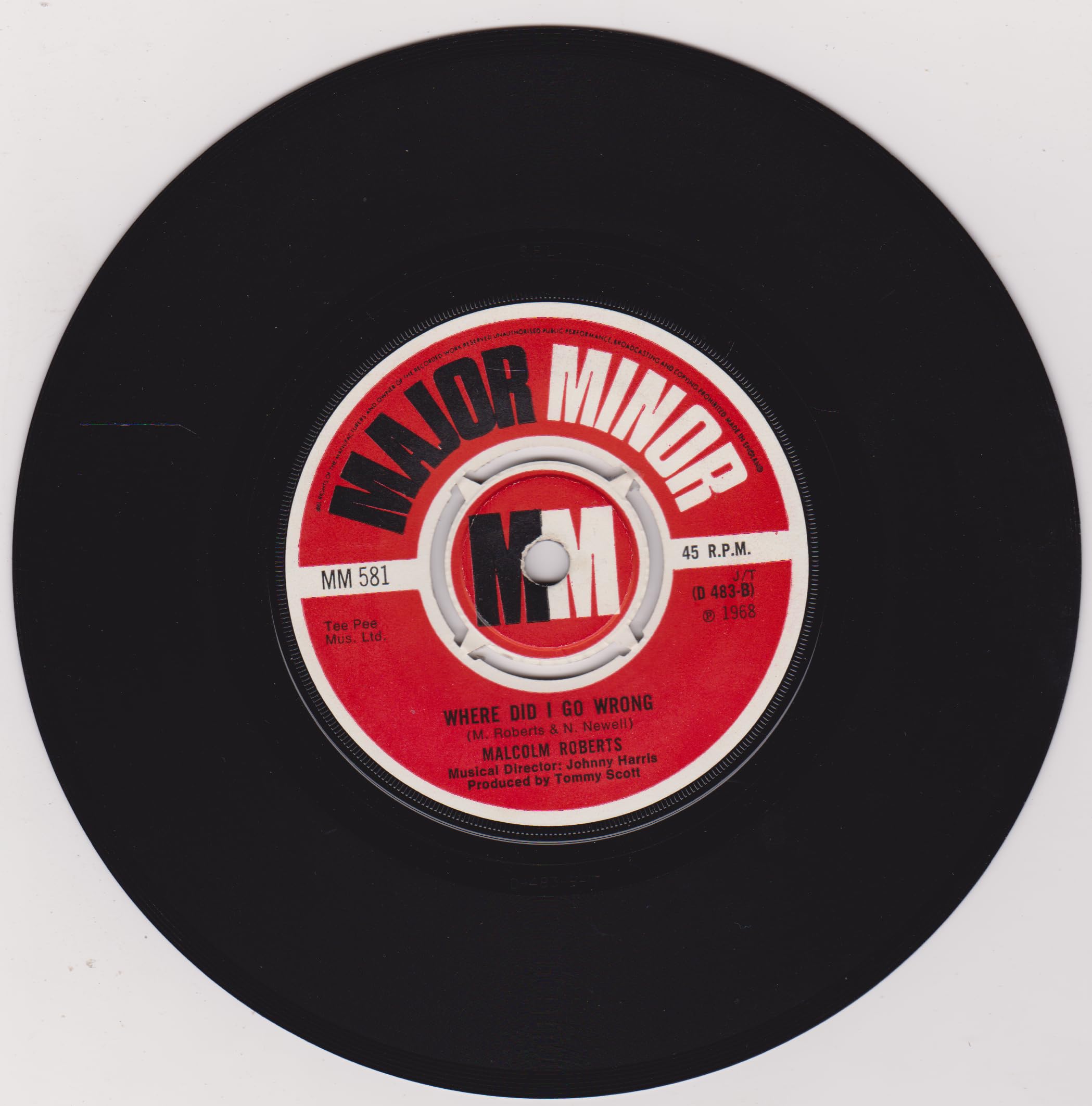 Malcolm Roberts – May I Have The Next Dream With You (Major Minor 1968) 7" vinyl single VG/VG