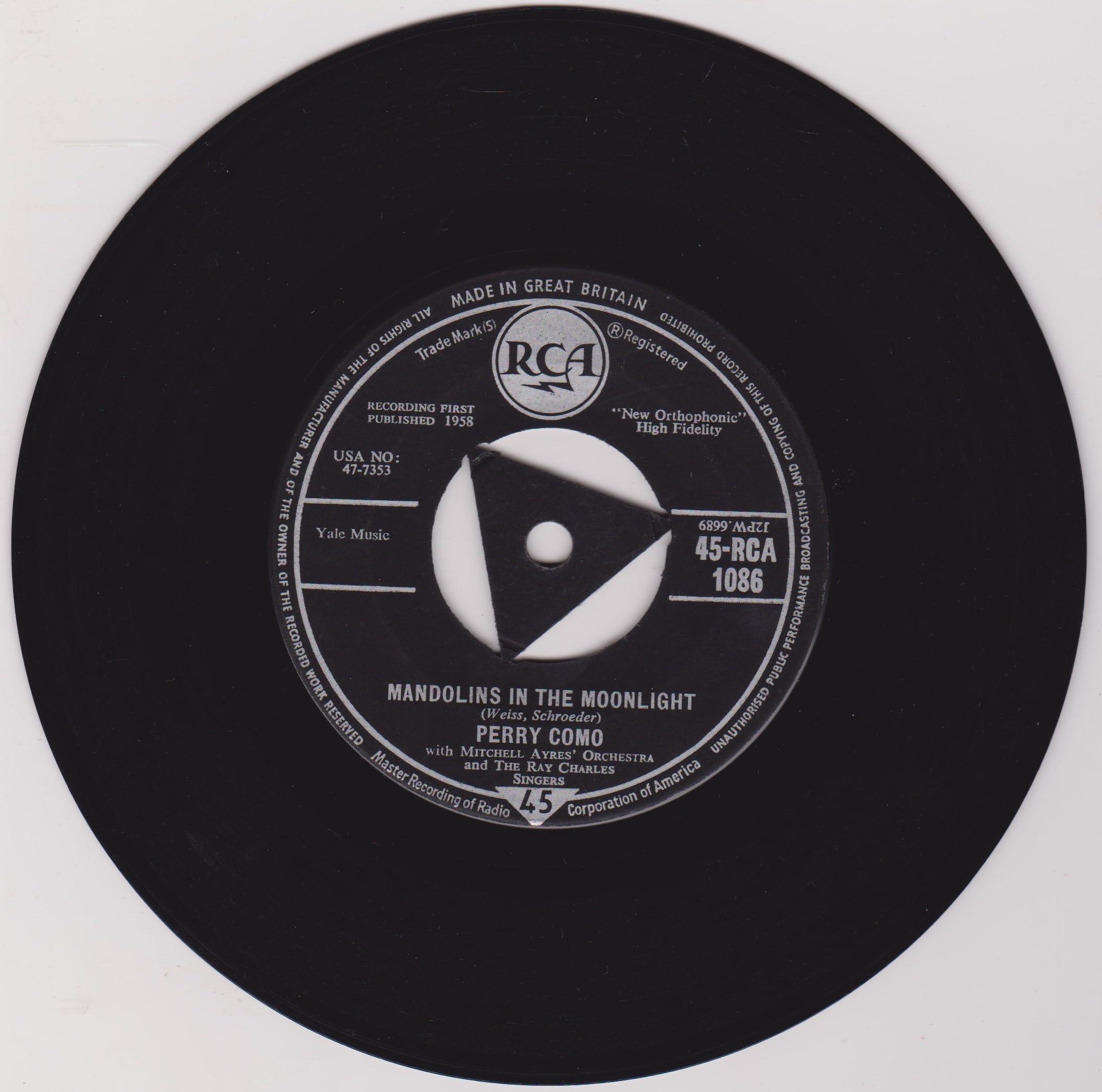 Perry Como - Love Makes The World Go 'Round (Yeah Yeah) (RCA 1958) 7" vinyl single VG/-
