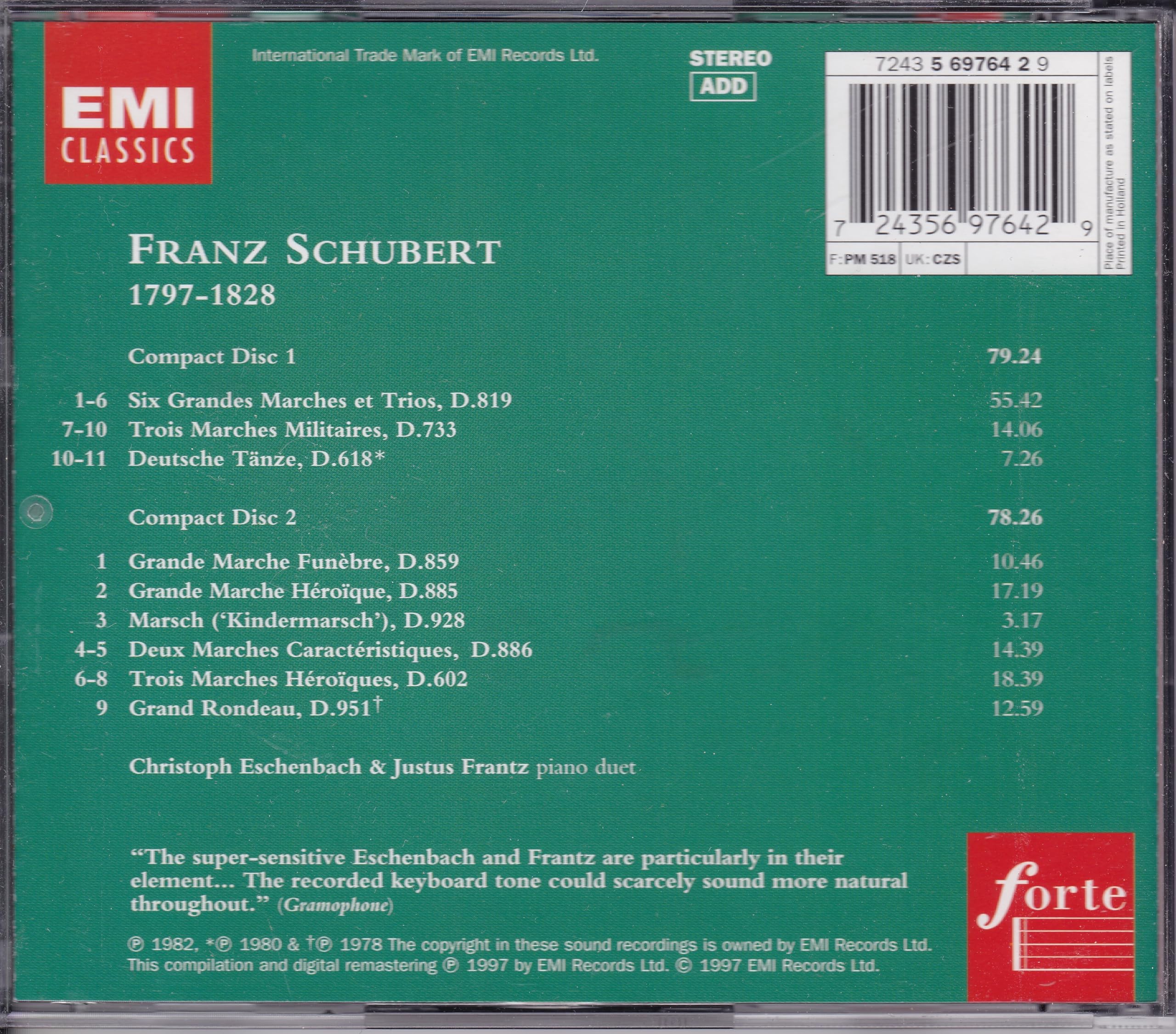 Schubert, Christoph Eschenbach, Justus Frantz ‎– Music For Piano Duet, Vol. 1(1997) 2xCD album