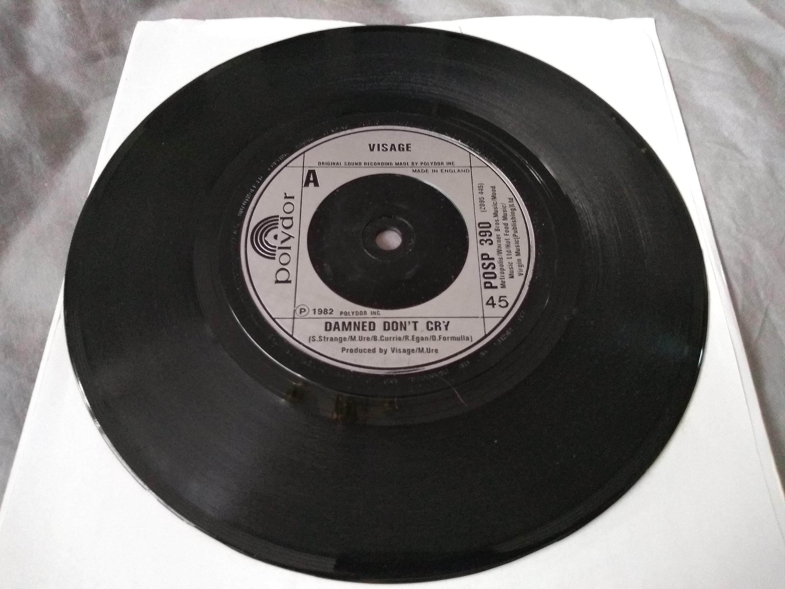 Visage – Damned Don't Cry (Polydor 1982) 7" vinyl single VG/-