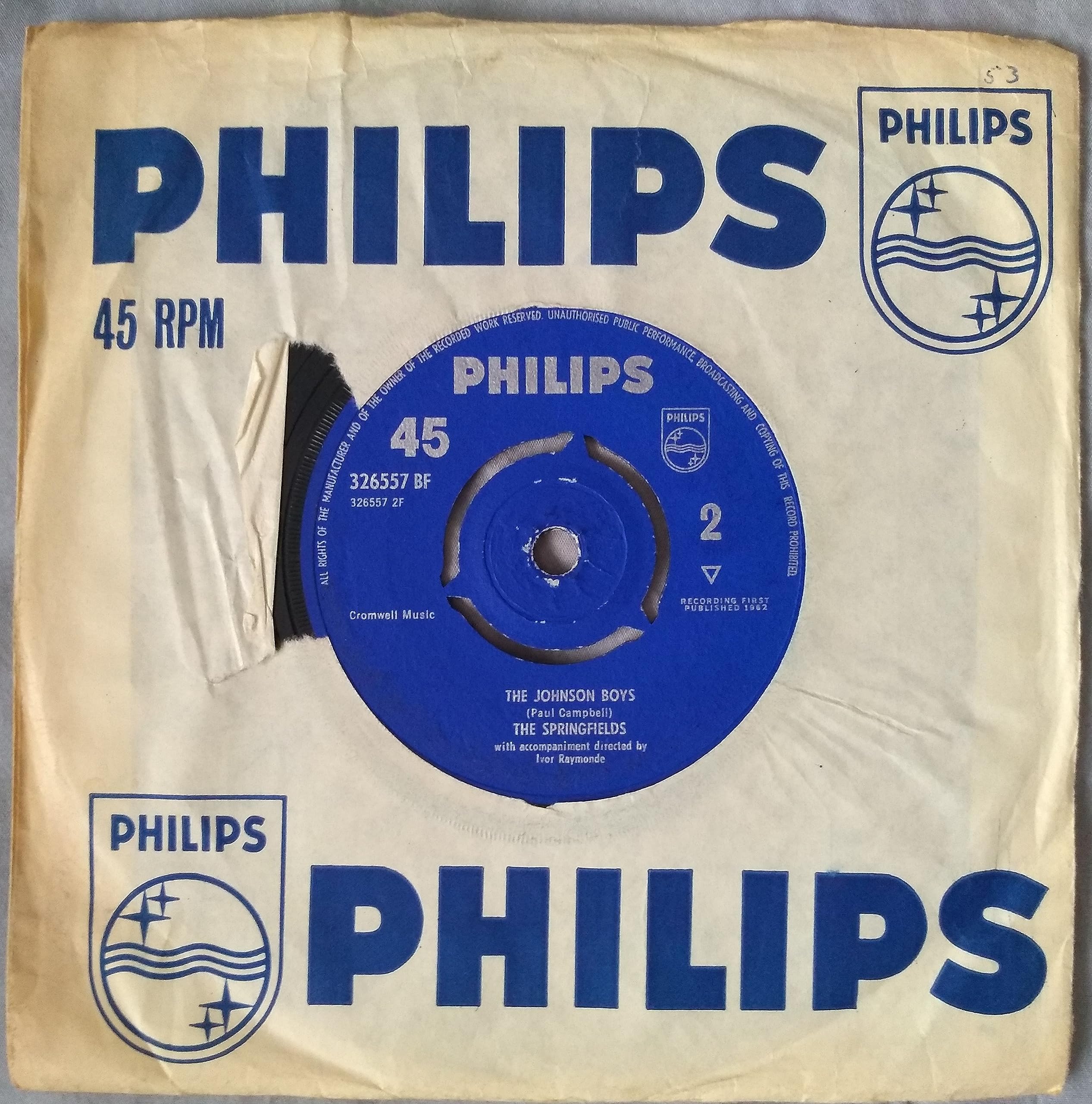 The Springfields - Island Of Dreams (Philips 1962) 7" vinyl single VG/G+