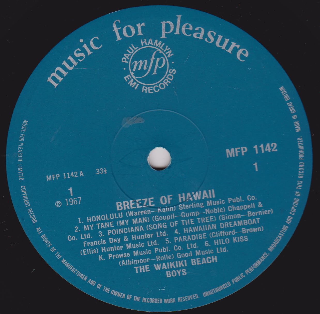 The Waikiki Beach Boys – Breeze Of Hawaii (EMI) 12" vinyl LP VG/VG