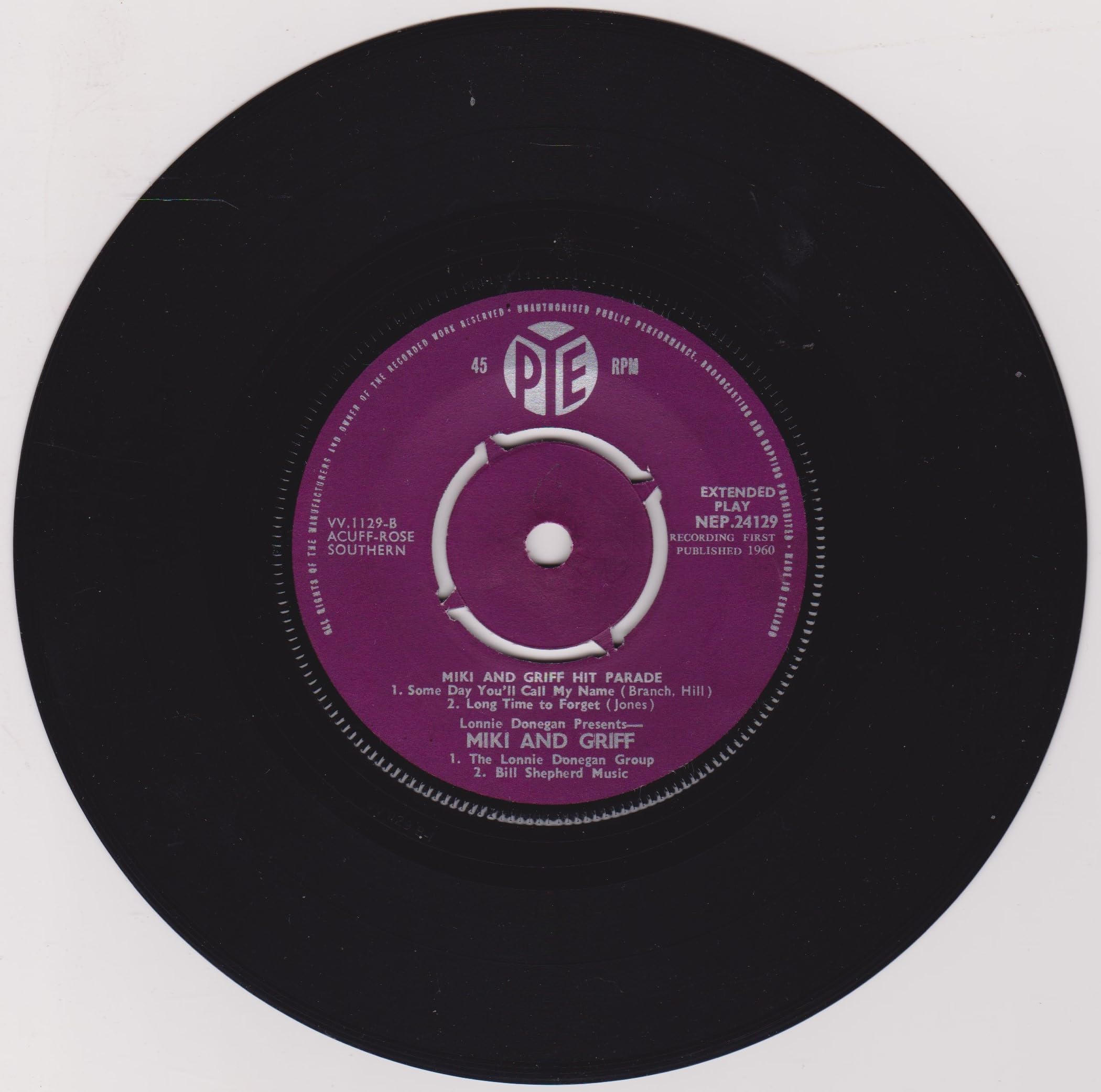 Miki And Griff* With The Lonnie Donegan Group ‎– Hit Parade (Pye 1959) 7" vinyl EP VG/VG