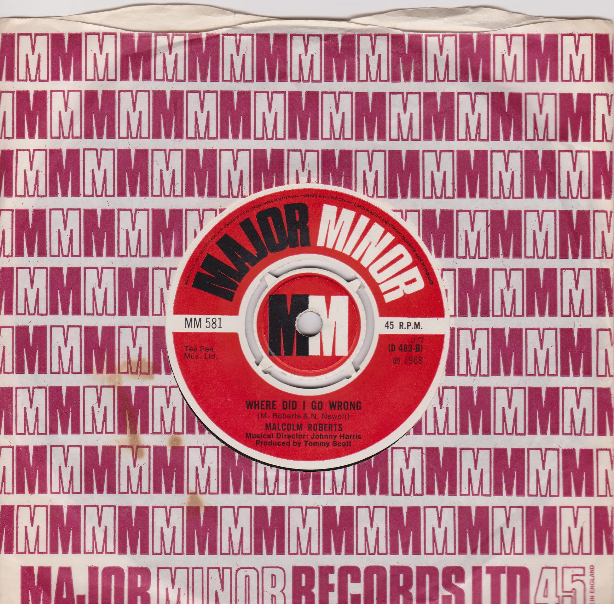 Malcolm Roberts – May I Have The Next Dream With You (Major Minor 1968) 7" vinyl single VG/VG