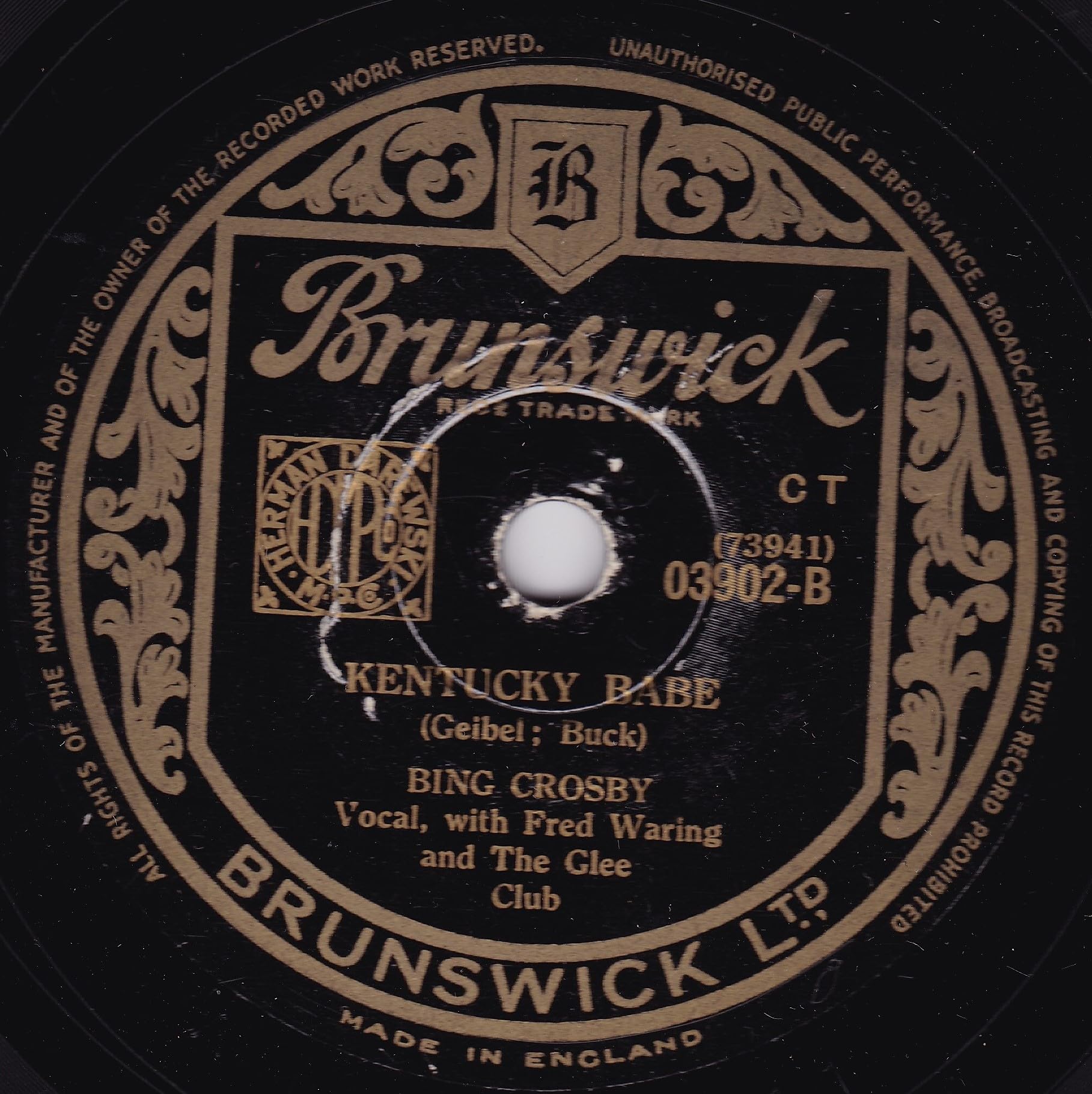 Bing Crosby - Whiffenpoof Song (Brunswick 1948) 10" 78RPM shellac single VG/-