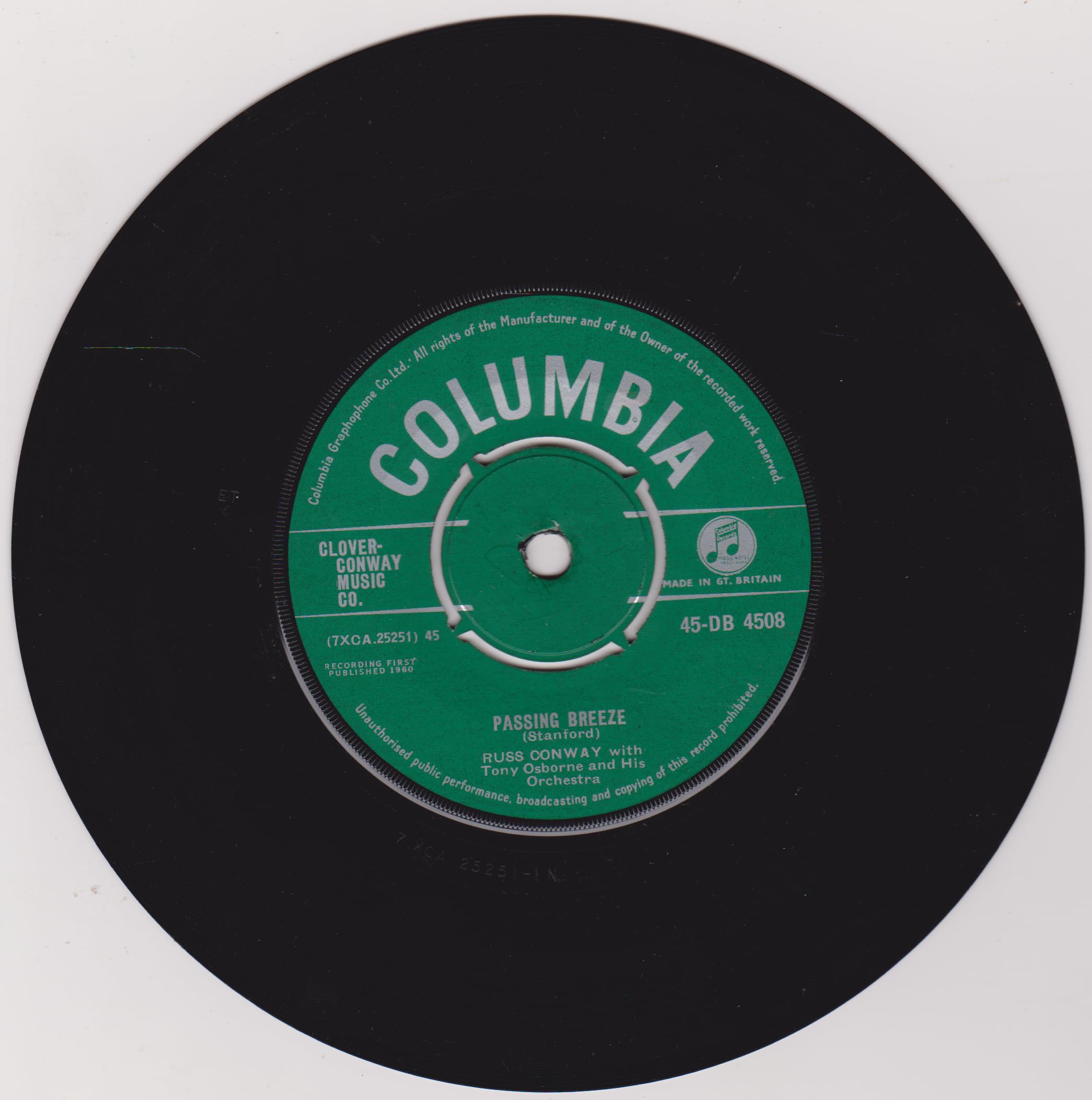 Russ Conway – Passing Breeze (Columbia 1960) 7" vinyl single VG/-