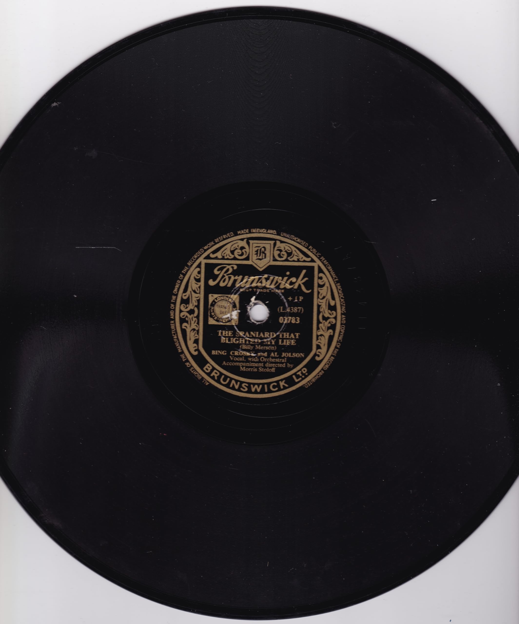 Bing Crosby And Al Jolson ‎– Alexander's Ragtime Band (Brunswick) 10" 78 RPM Record shellac single VG/-