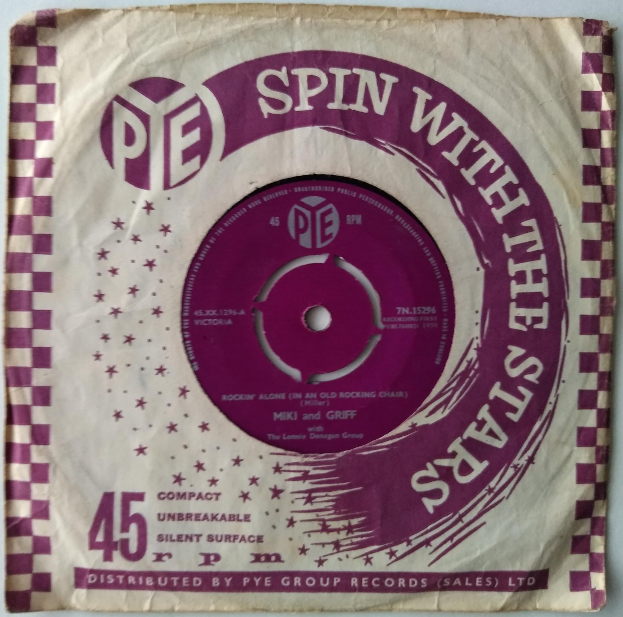 Miki And Griff With The Lonnie Donegan Group – Rockin' Alone (In An Old Rocking Chair) (Pye 1959) 7" vinyl single VG/VG