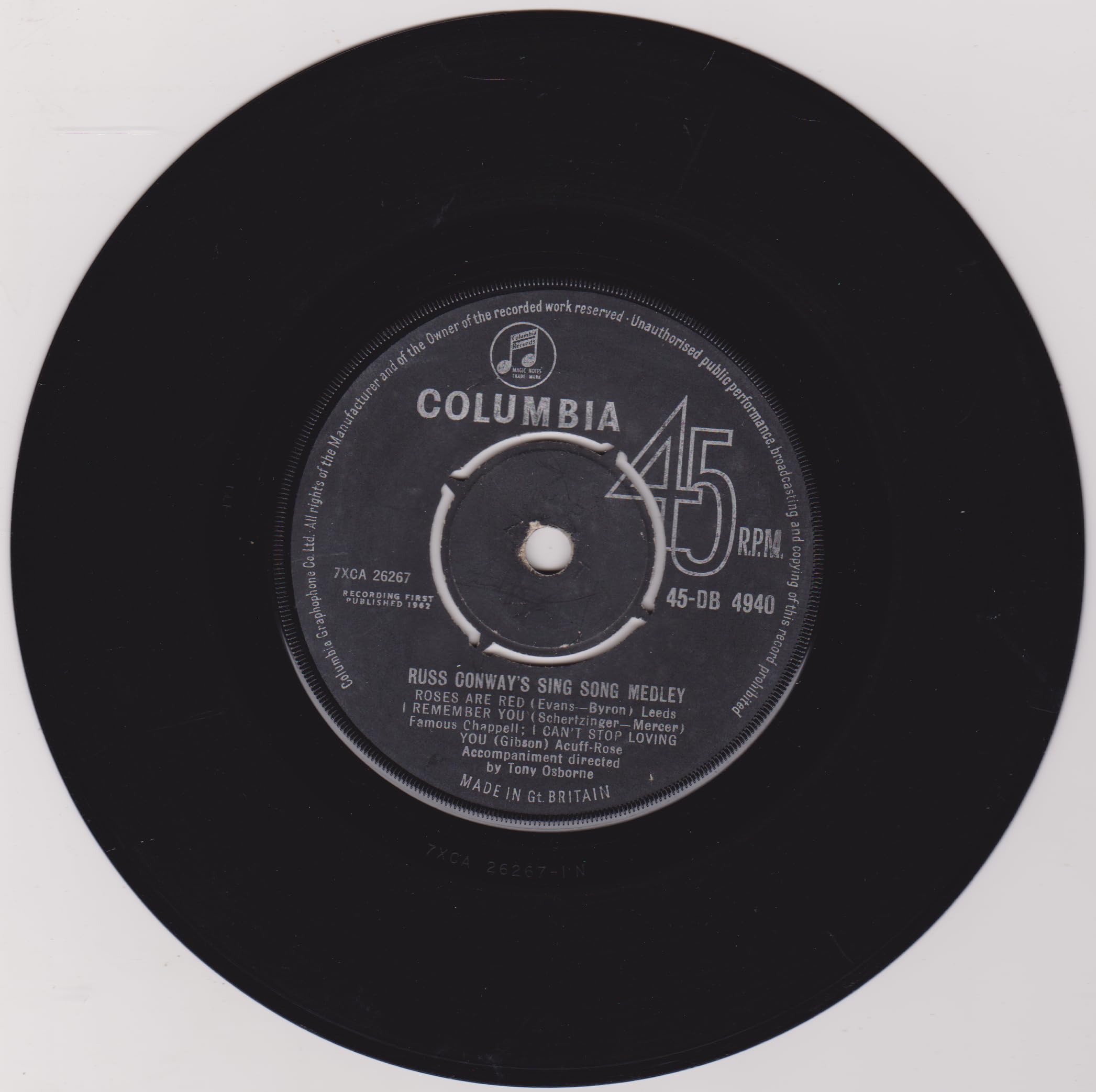 Russ Conway ‎– Russ Conway's Sing Song Medley (Columbia 1962) 7" vinyl single VG/-