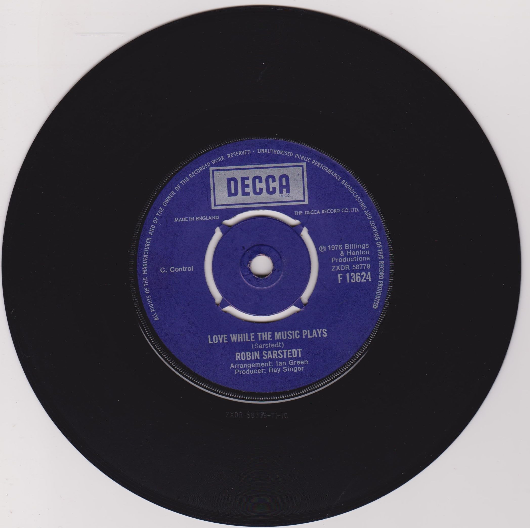Robin Sarstedt ‎– My Resistance Is Low (Decca 1976) 7" vinyl single VG/-