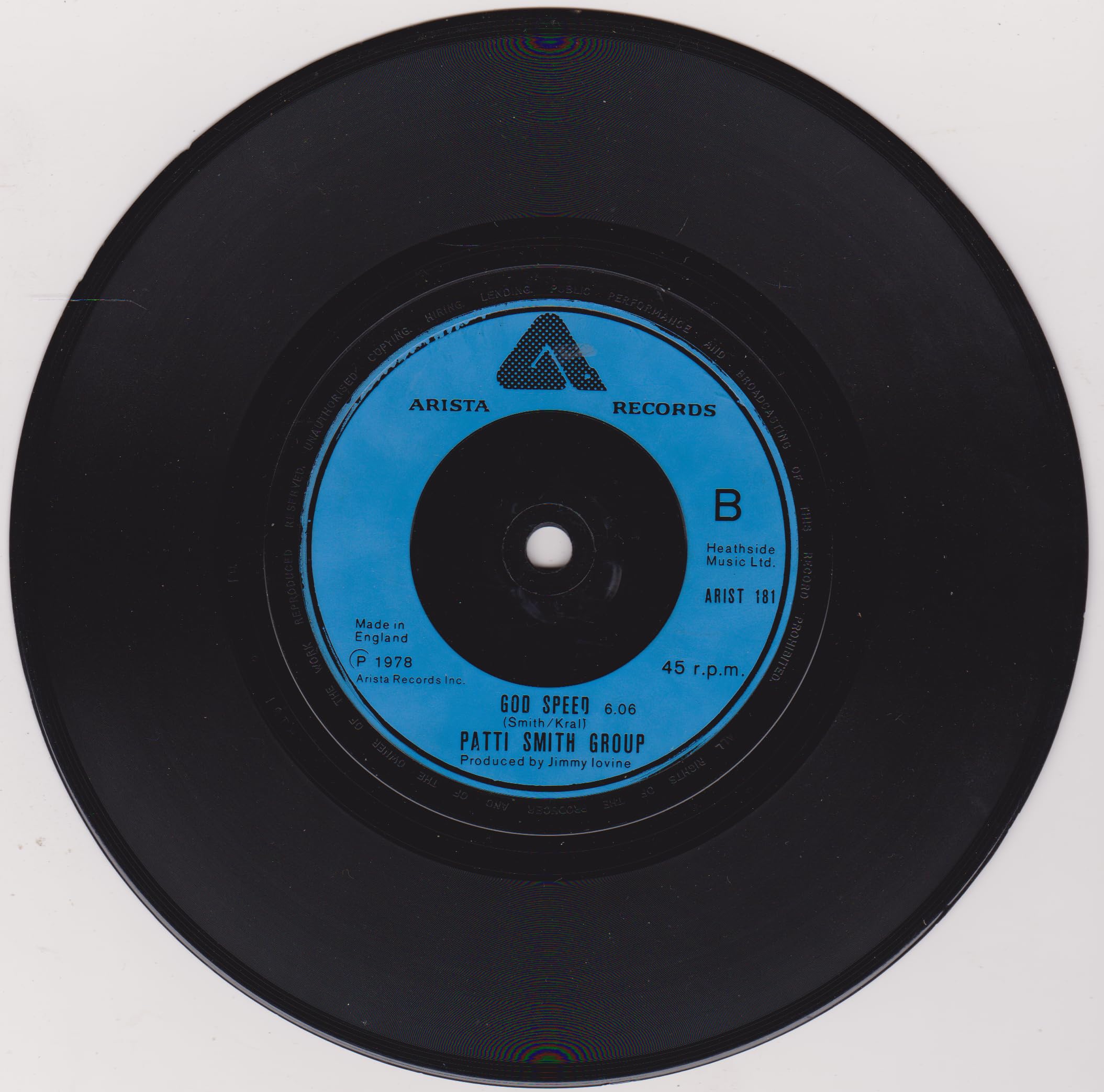 Patti Smith Group – Because The Night (Arista 1978) 7" vinyl single VG/-
