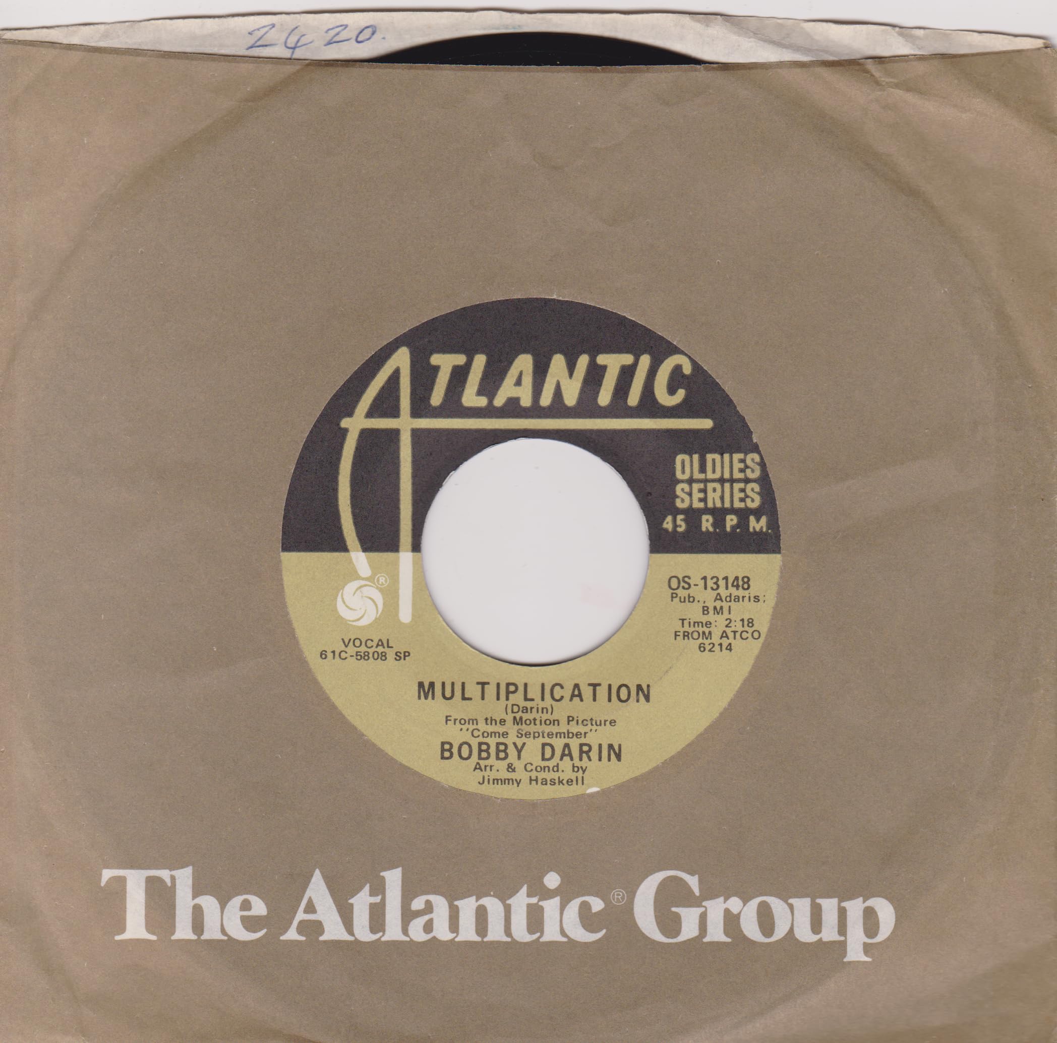 Bobby Darin – Multiplication (Atlantic) 7" US vinyl single VG/VG jukebox centre