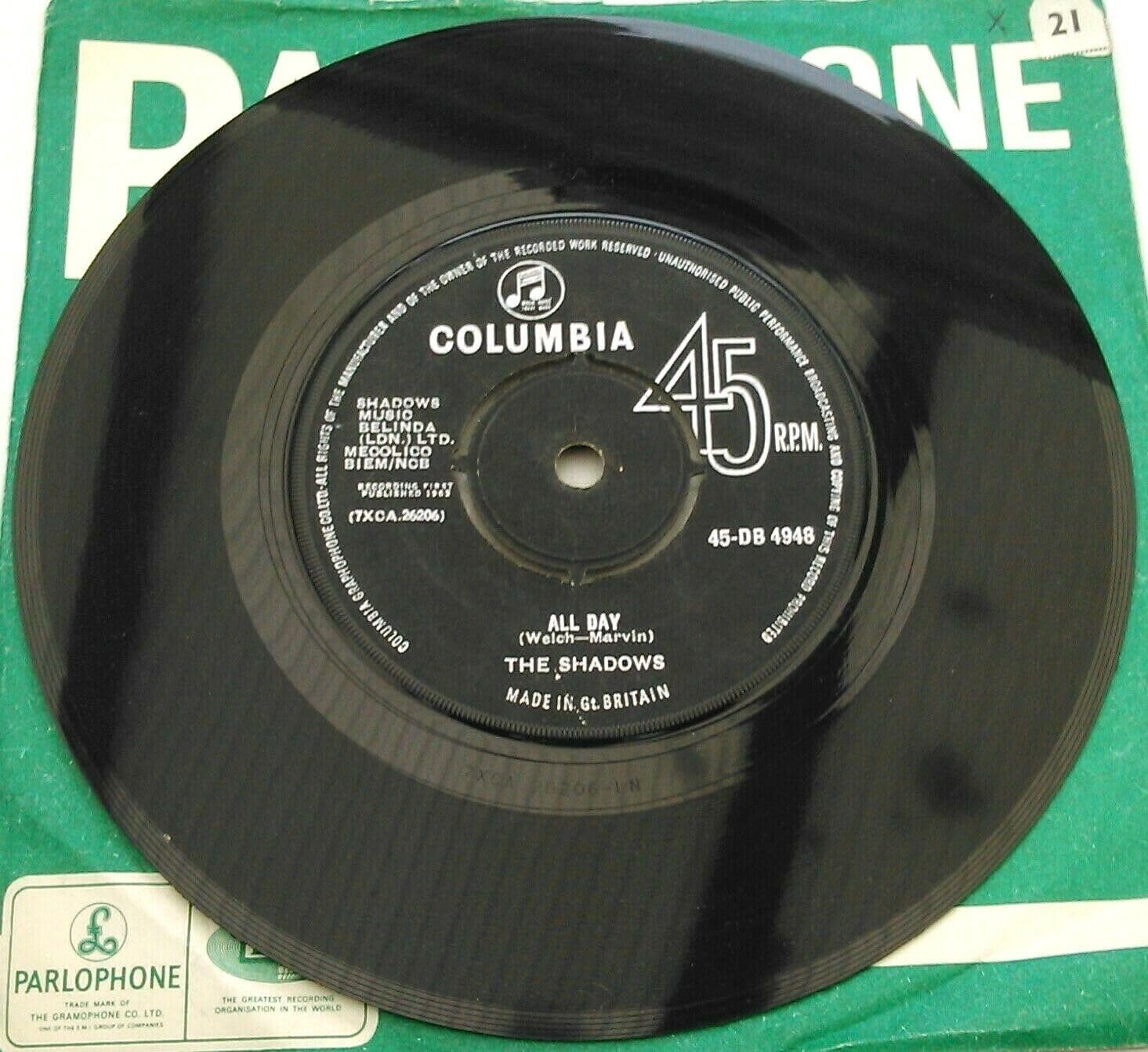 The Shadows - Dance On! (Columbia 1963) 7" vinyl single VG/-