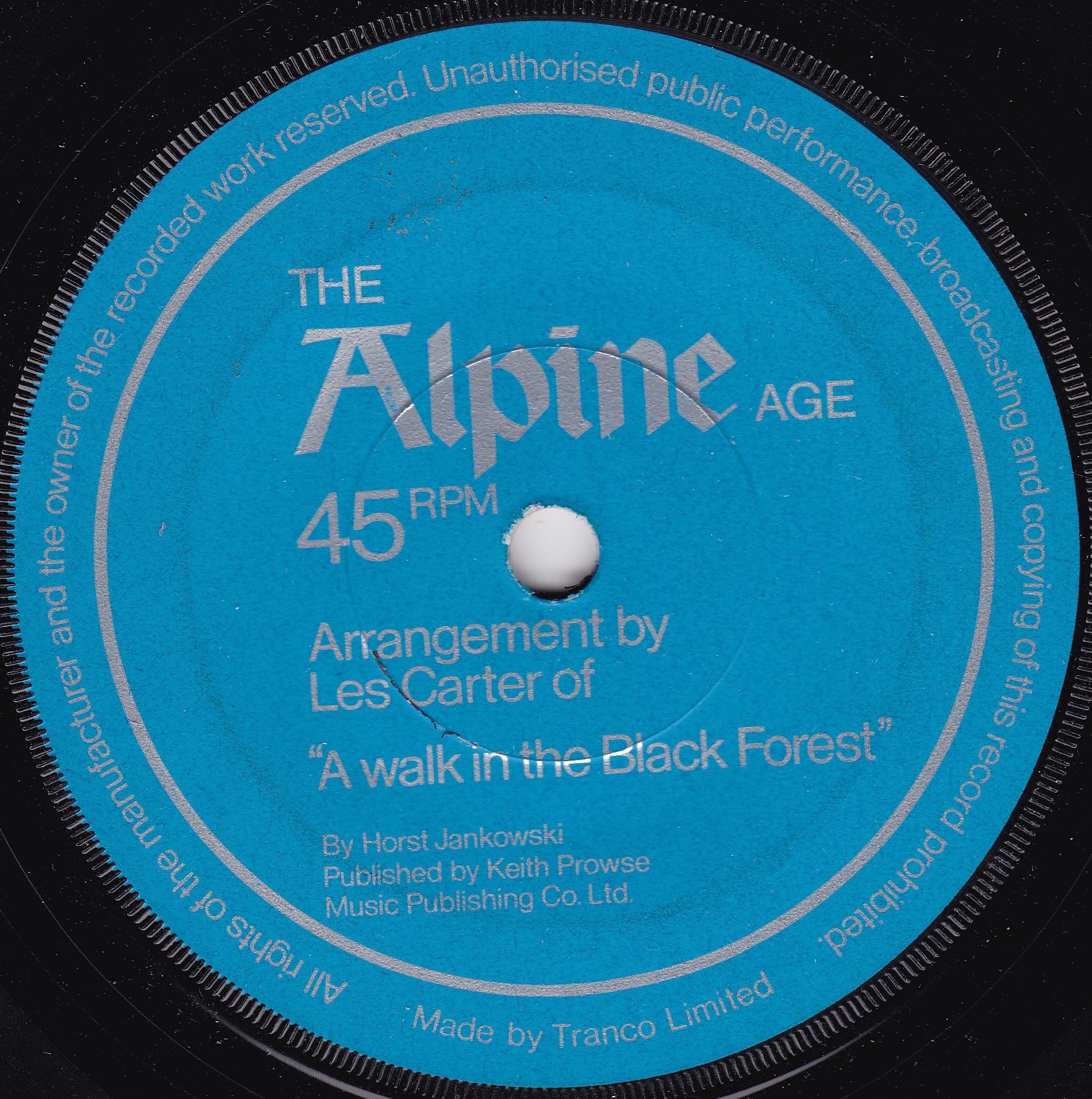 Les Carter – The Alpine Age (Alpine Lager) 7" vinyl single VG/-