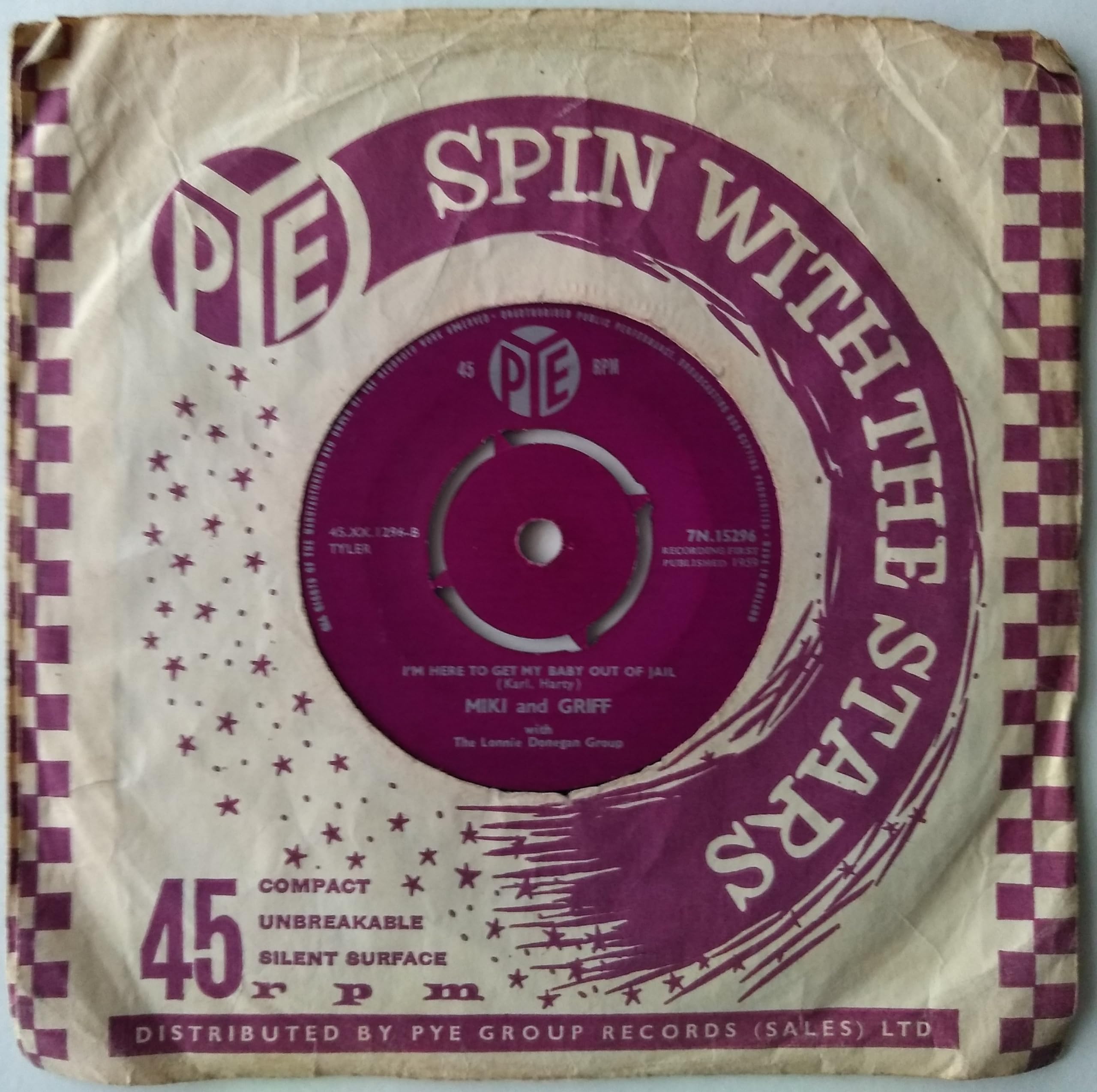 Miki And Griff With The Lonnie Donegan Group ‎– Rockin' Alone (In An Old Rocking Chair) (Pye 1959) 7" vinyl single VG/VG