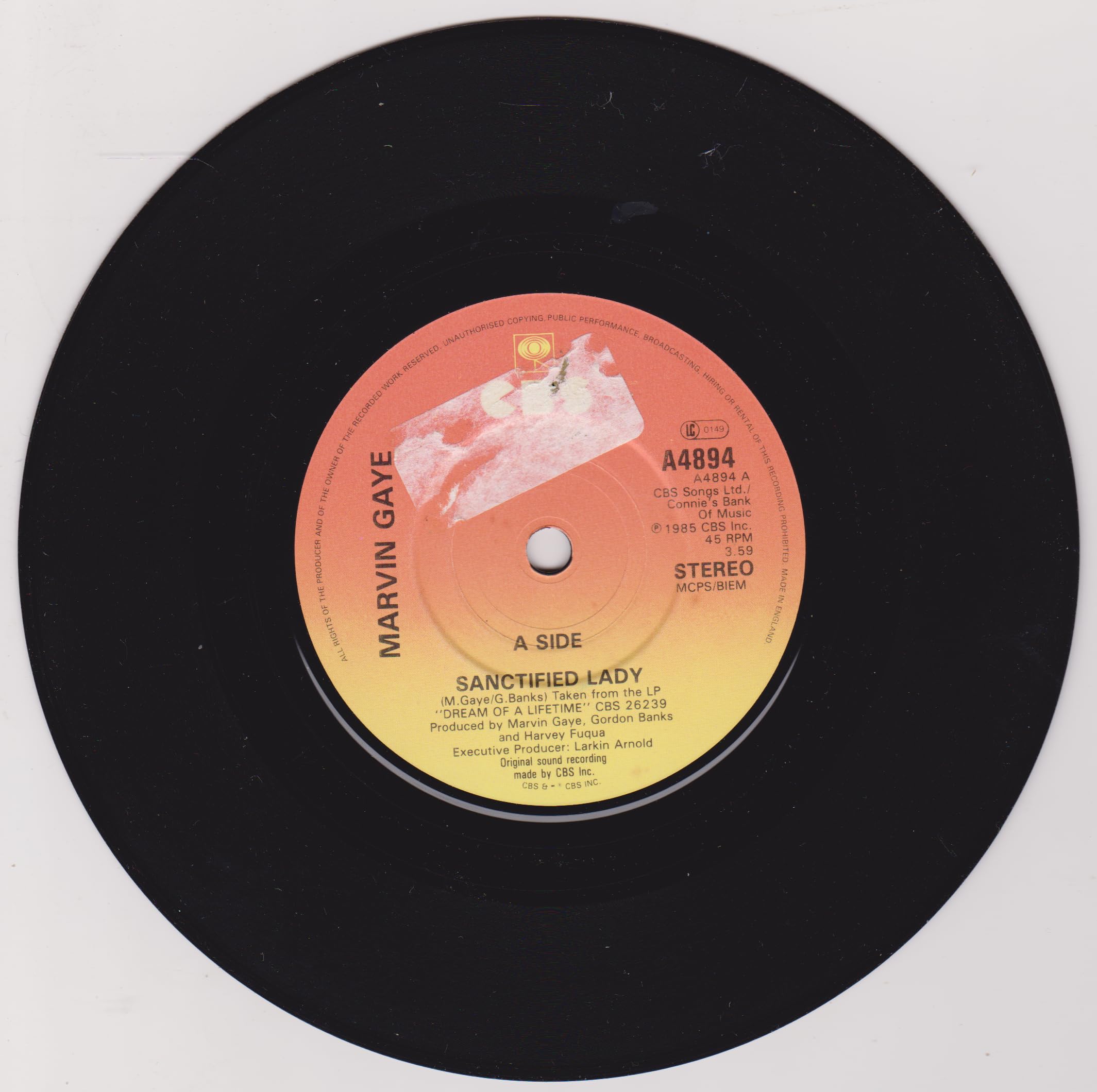 Marvin Gaye – Sanctified Lady (CBS 1985) 7" vinyl single VG/-