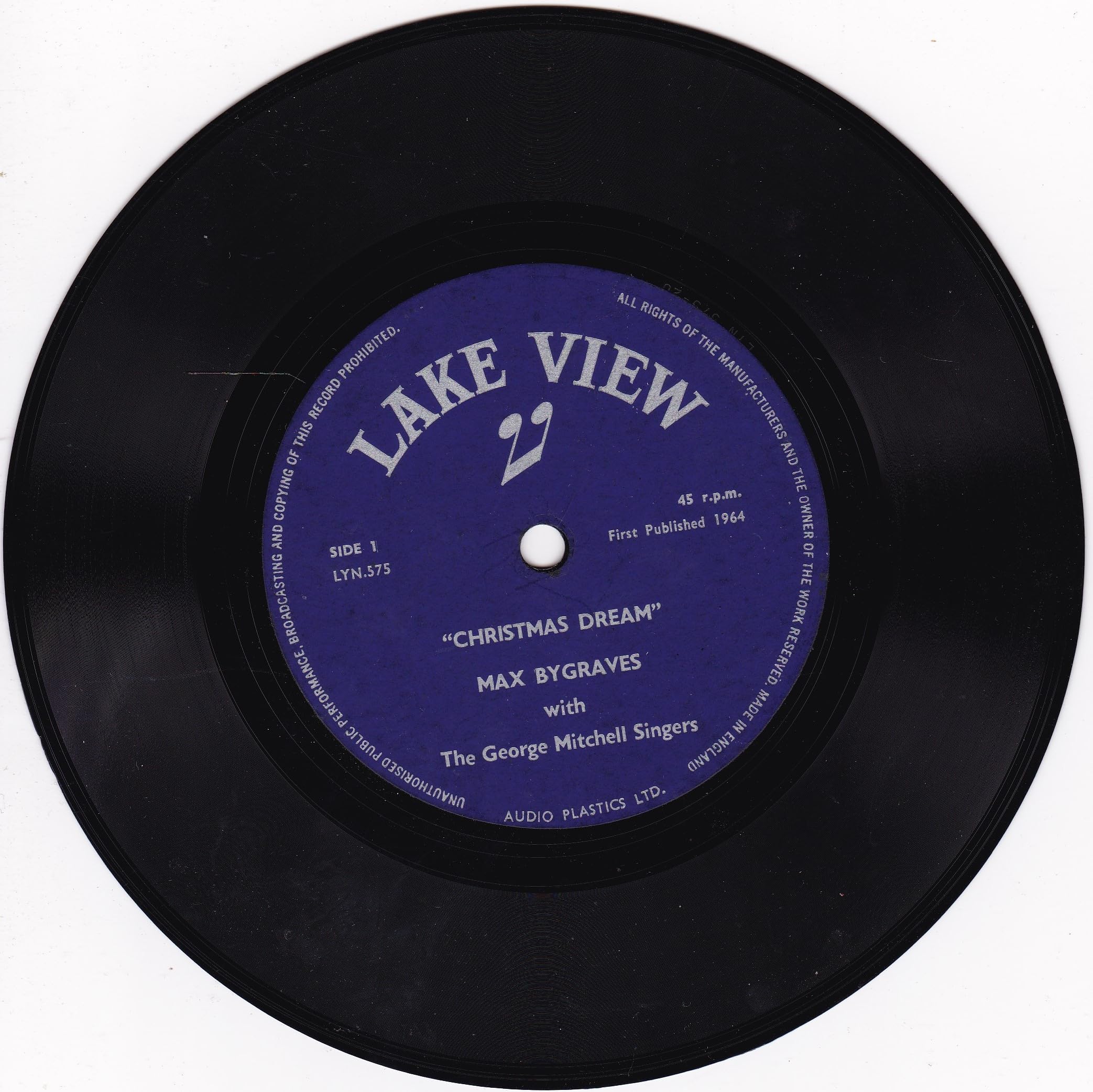 Max Bygraves and the George Mitchell Singers - A Christmas Dream & Jingle Bells (Lake View 1964) 7" vinyl single VG/VG