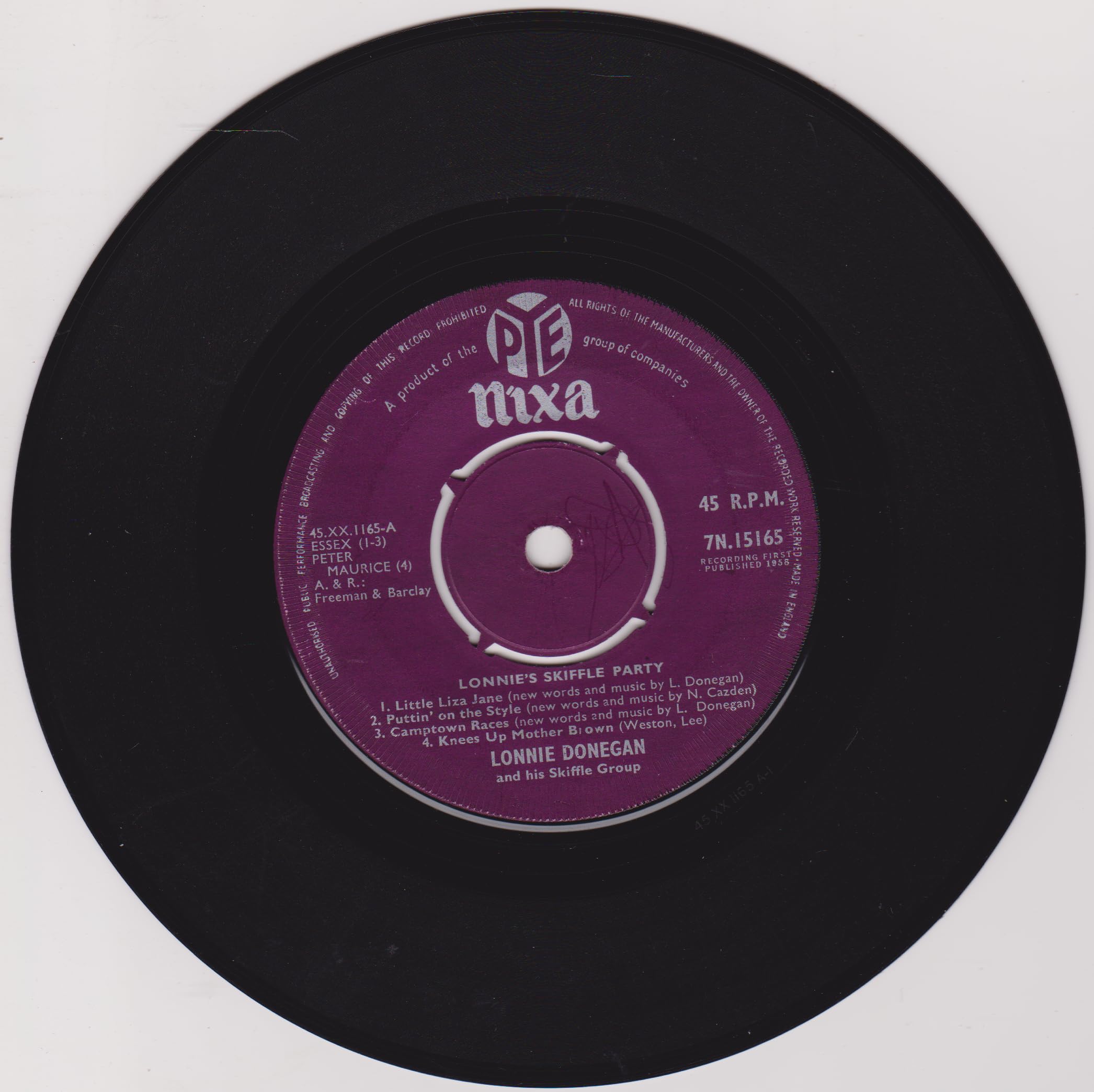 Lonnie Donegan And His Skiffle Group – Lonnie's Skiffle Party (Pye 1958) 7" vinyl single VG/-