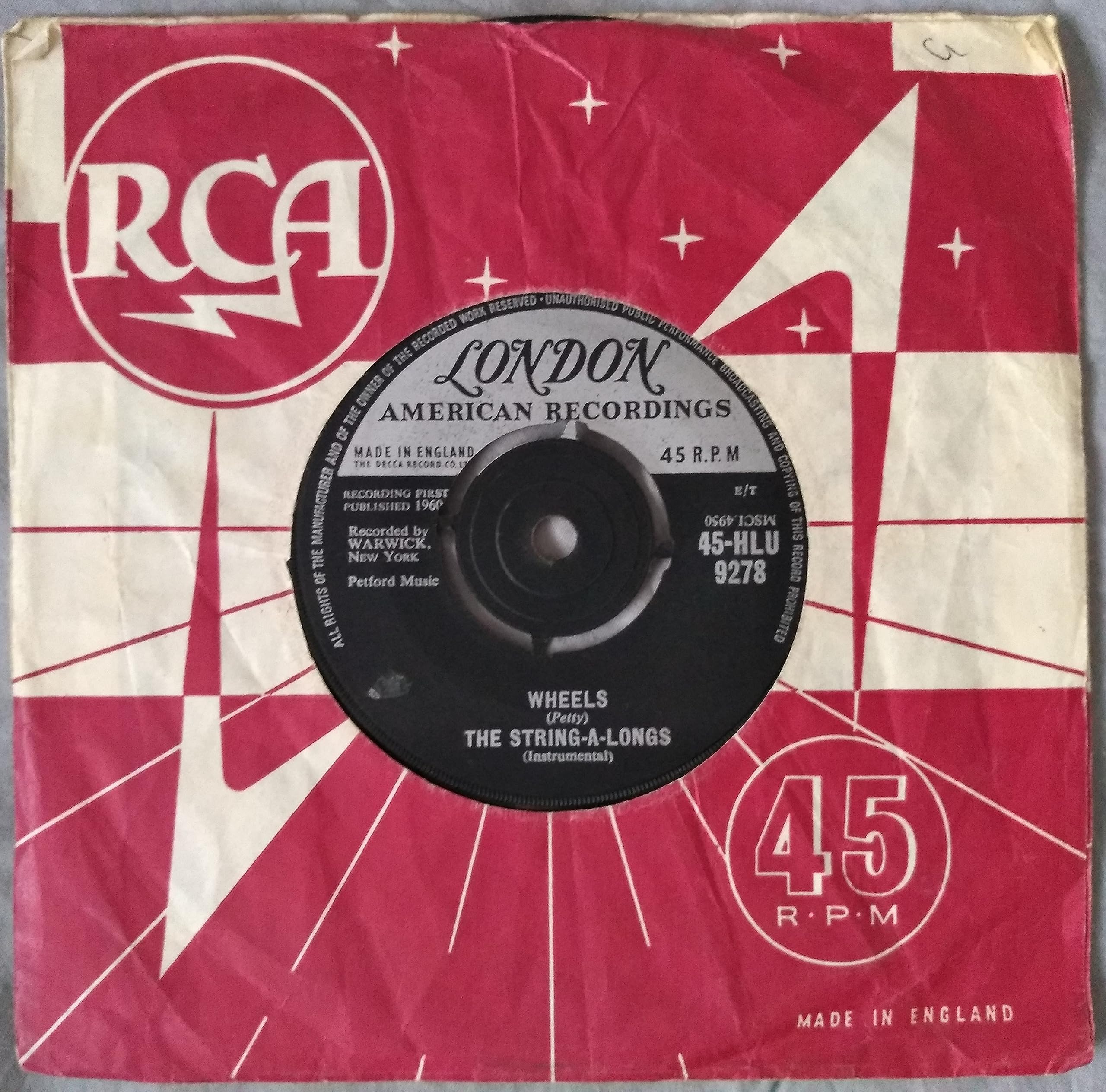 The String-A-Longs – Wheels (London 1961) 7" vinyl single VG/-