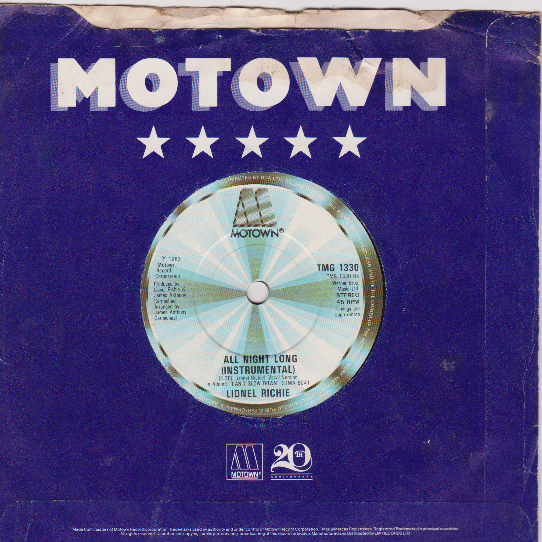 Lionel Richie - Hello (Motown 1983) 7" vinyl single VG/-