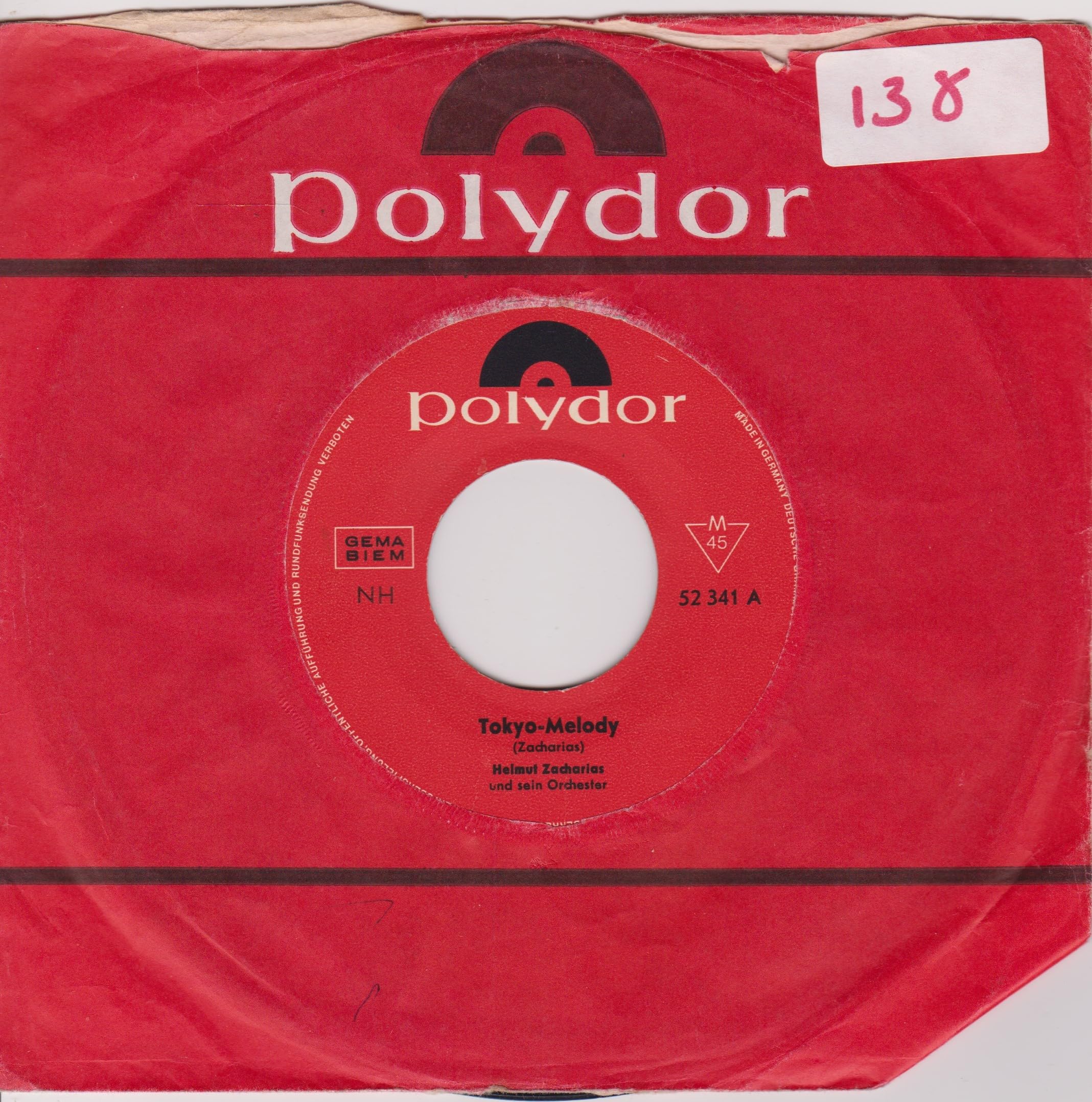 Helmut Zacharias Und Sein Orchester – Tokyo-Melody (Polydor 1984) 7" vinyl single VG/- jukebox centre