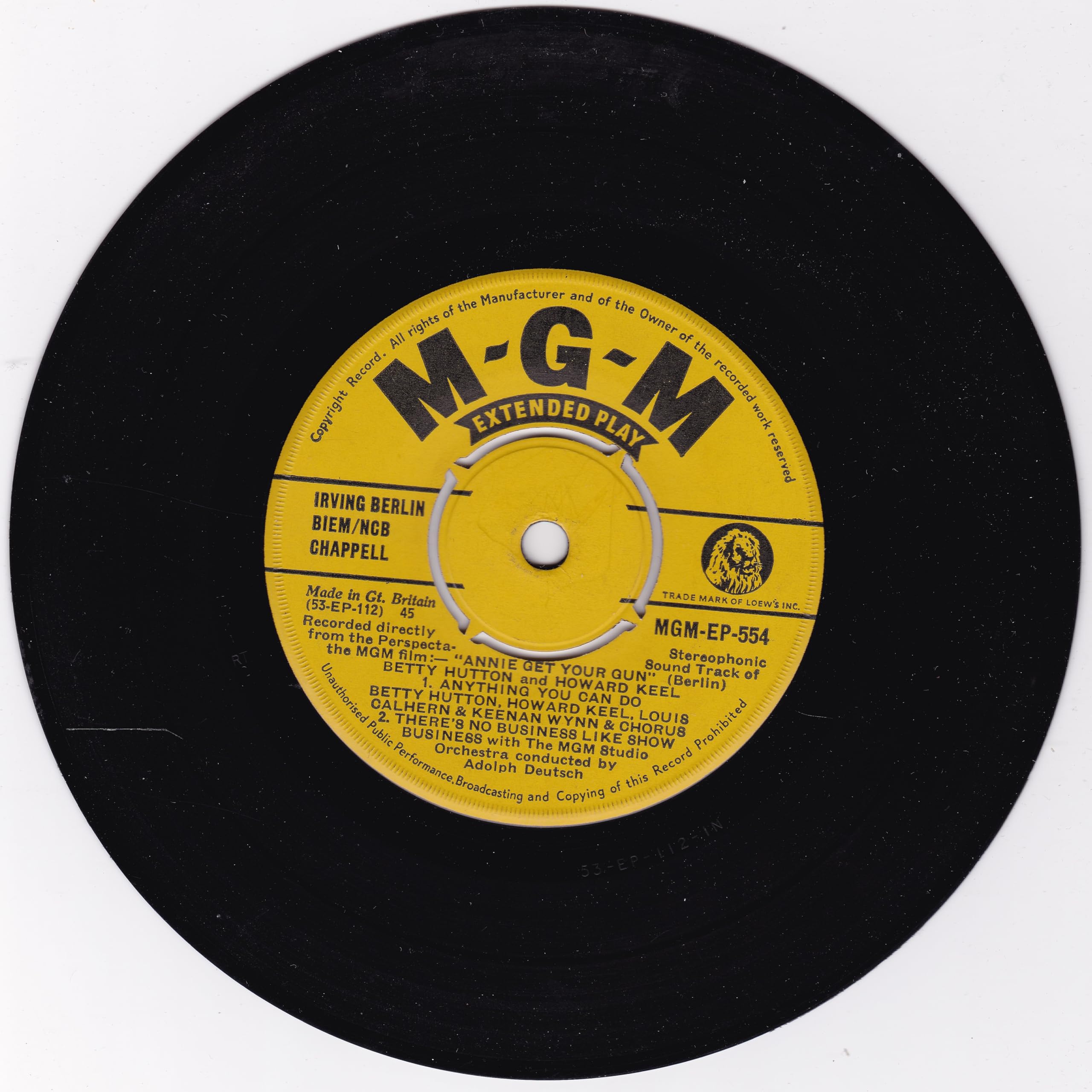 Various ‎– Annie Get Your Gun No. 2 (MGM 1952) 7" vinyl EP VG/G+