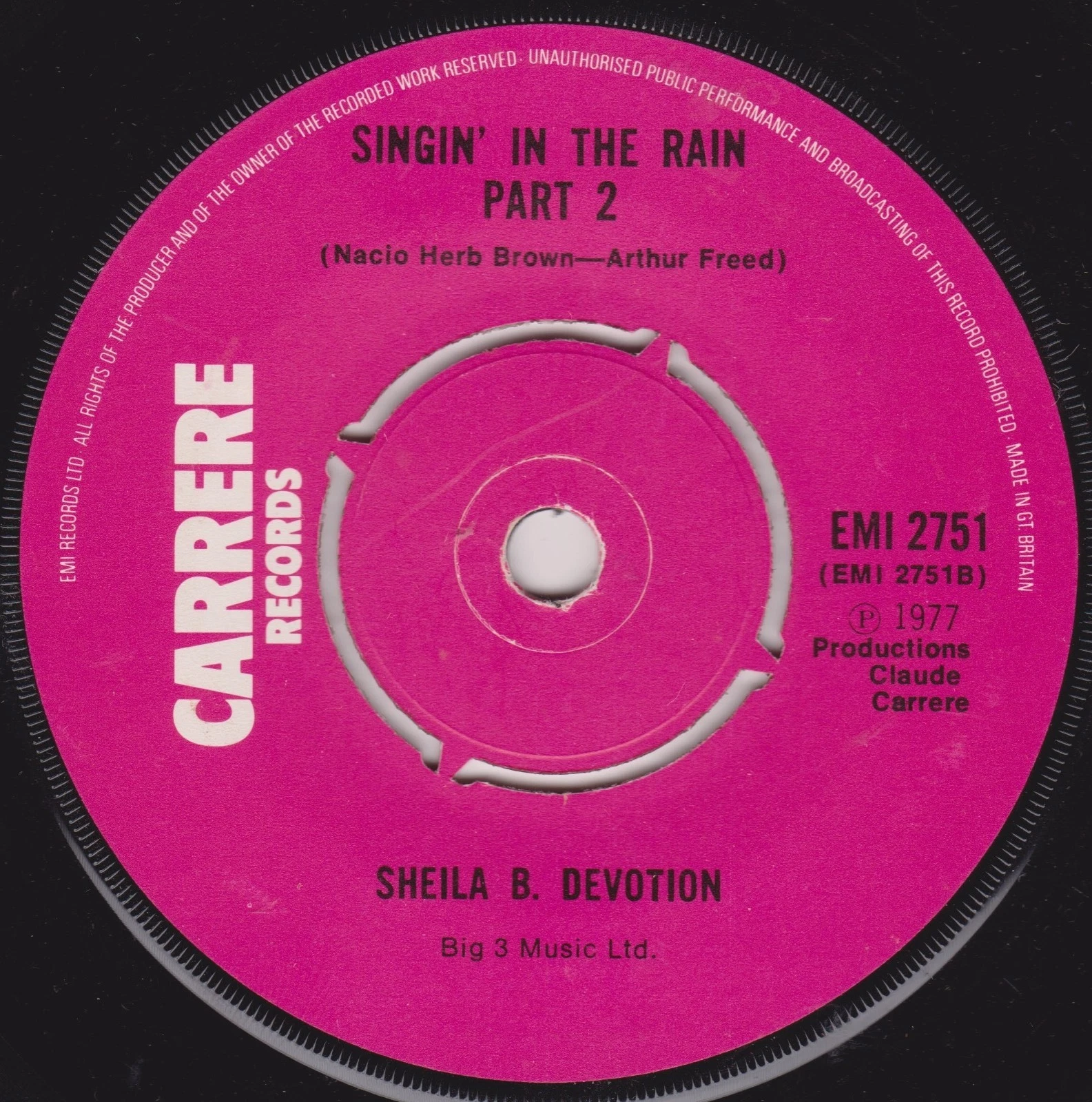 Sheila B. Devotion - Singin' In The Rain (Carrere, 1977) 7" vinyl single VG/-