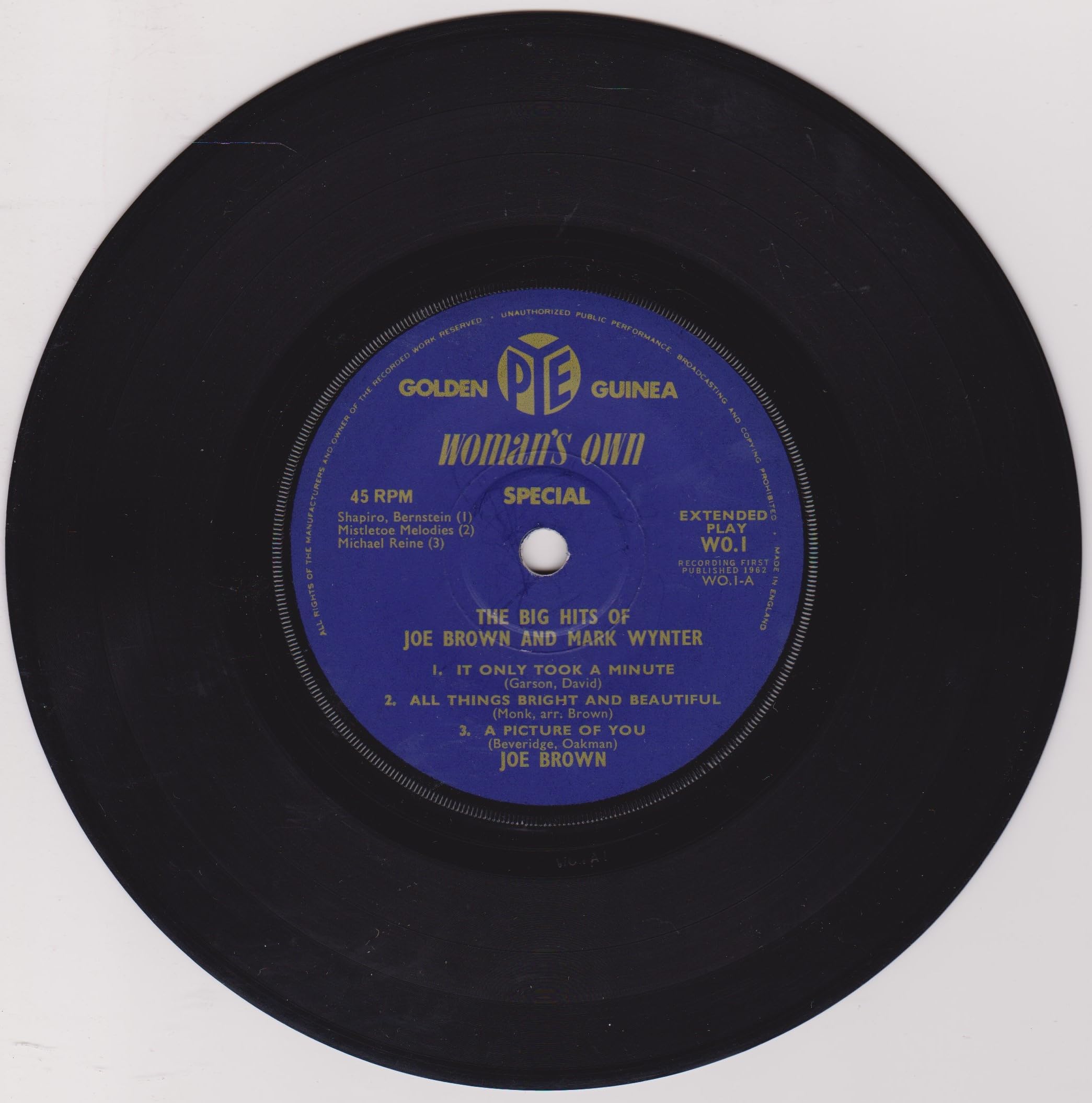 The Big Hits Of Joe Brown & Mark Wynter (Pye 1963) 7" vinyl EP VG/VG