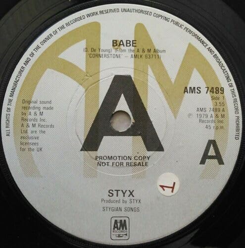 Styx - Babe (A&M 1979) 7" vinyl single VG/- promo
