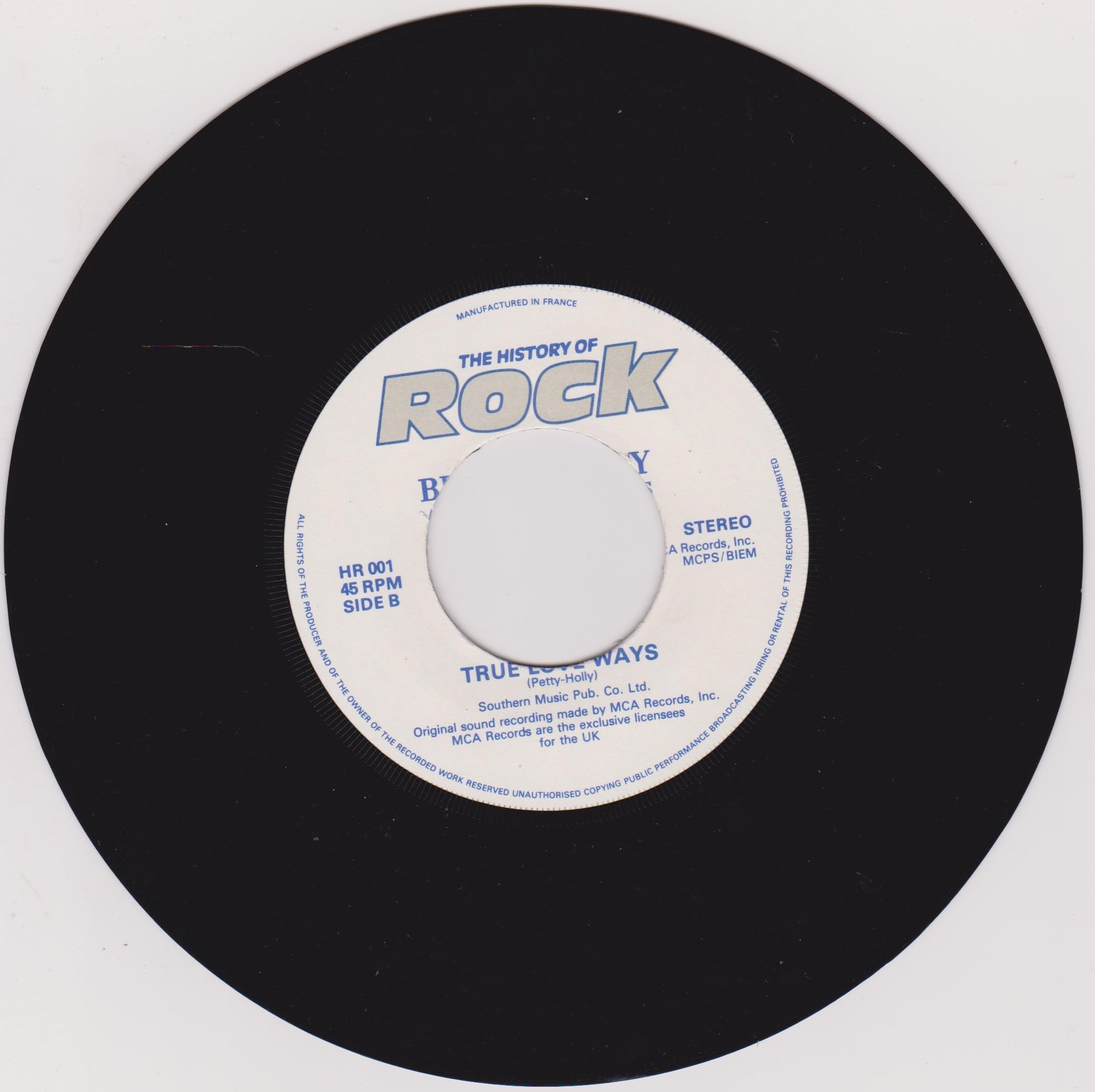 Buddy Holly And The Crickets ‎– That'll Be The Day (The History of Rock 1982) 7" vinyl single VG/- jukebox centre
