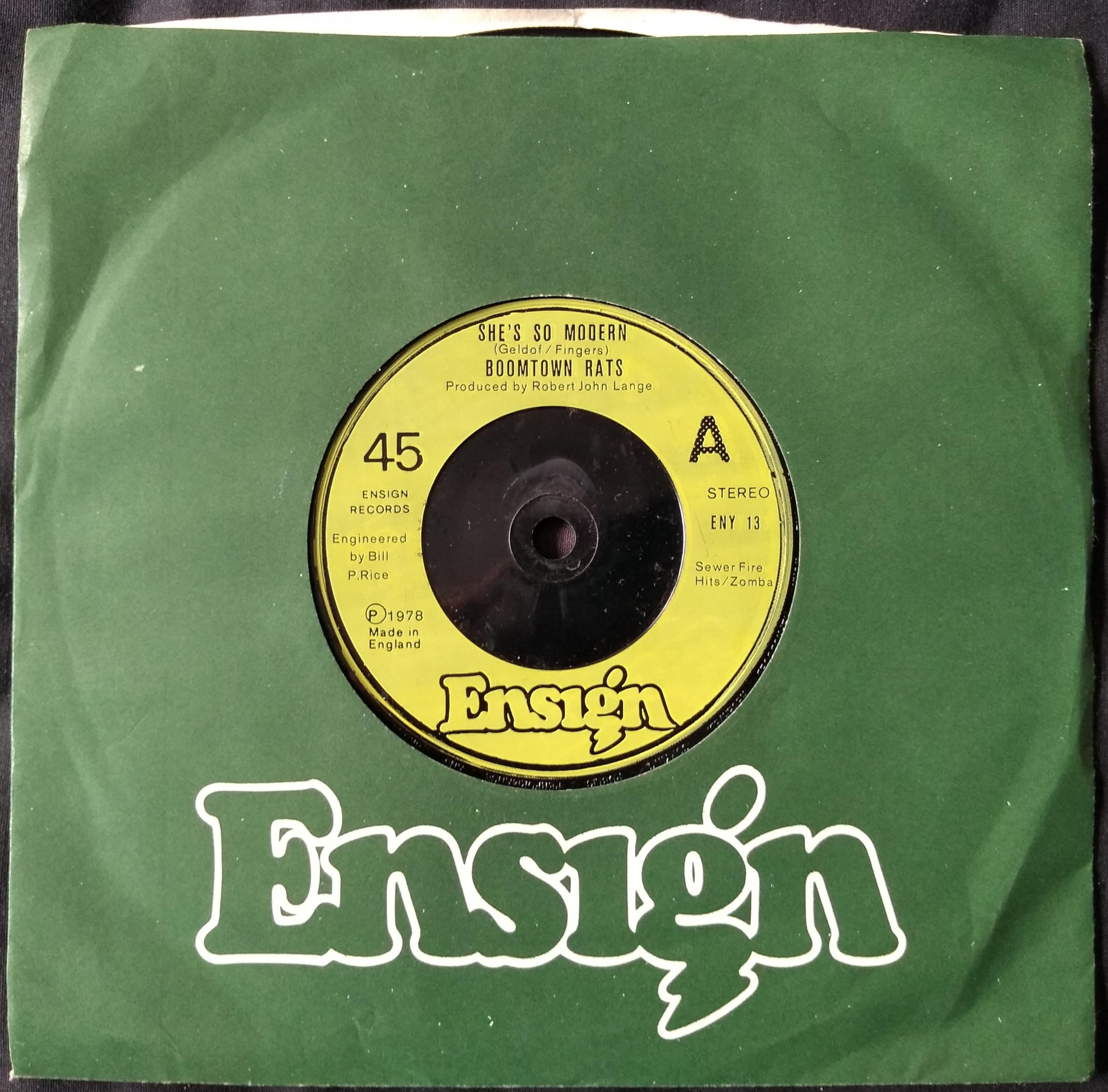 Boomtown Rats – She's So Modern (Ensign 1978) 7" vinyl single VG/VG