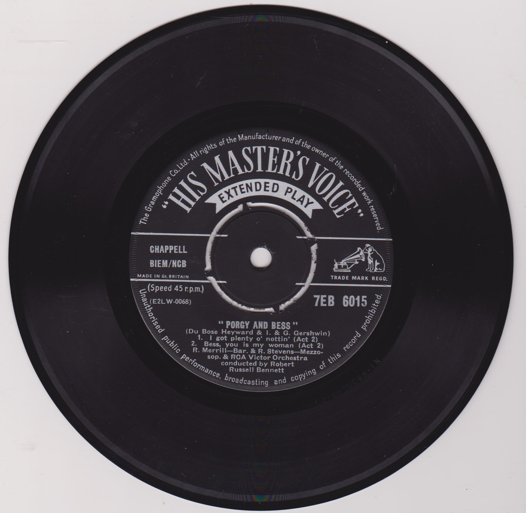 George Gershwin - Selections From Porgy And Bess (HMV 1956) 7" vinyl EP VG/VG