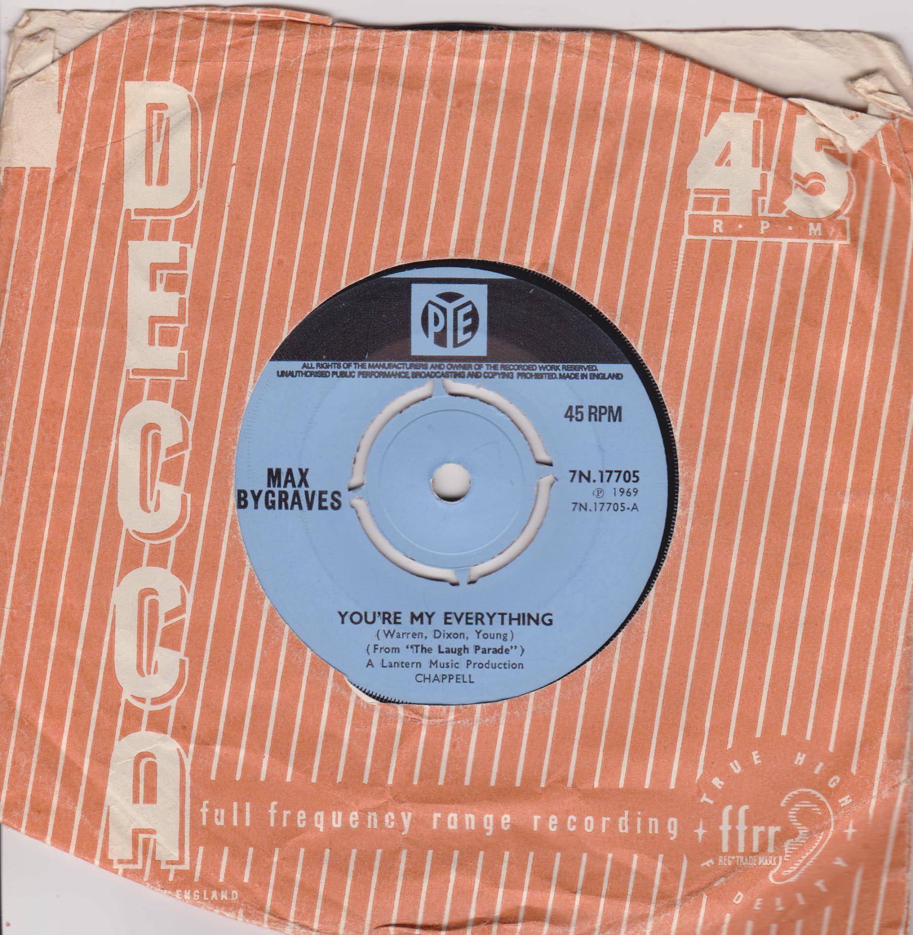 Max Bygraves – You're My Everything (Pye 1969) 7" vinyl single VG/-