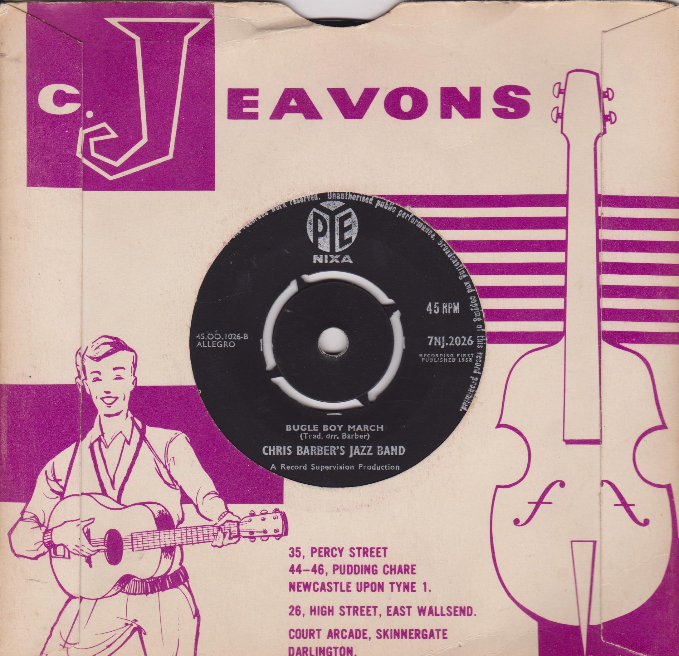 Chris Barber's Jazz Band ‎– Petite Fleu (Pye 1958) 7" vinyl single VG/-