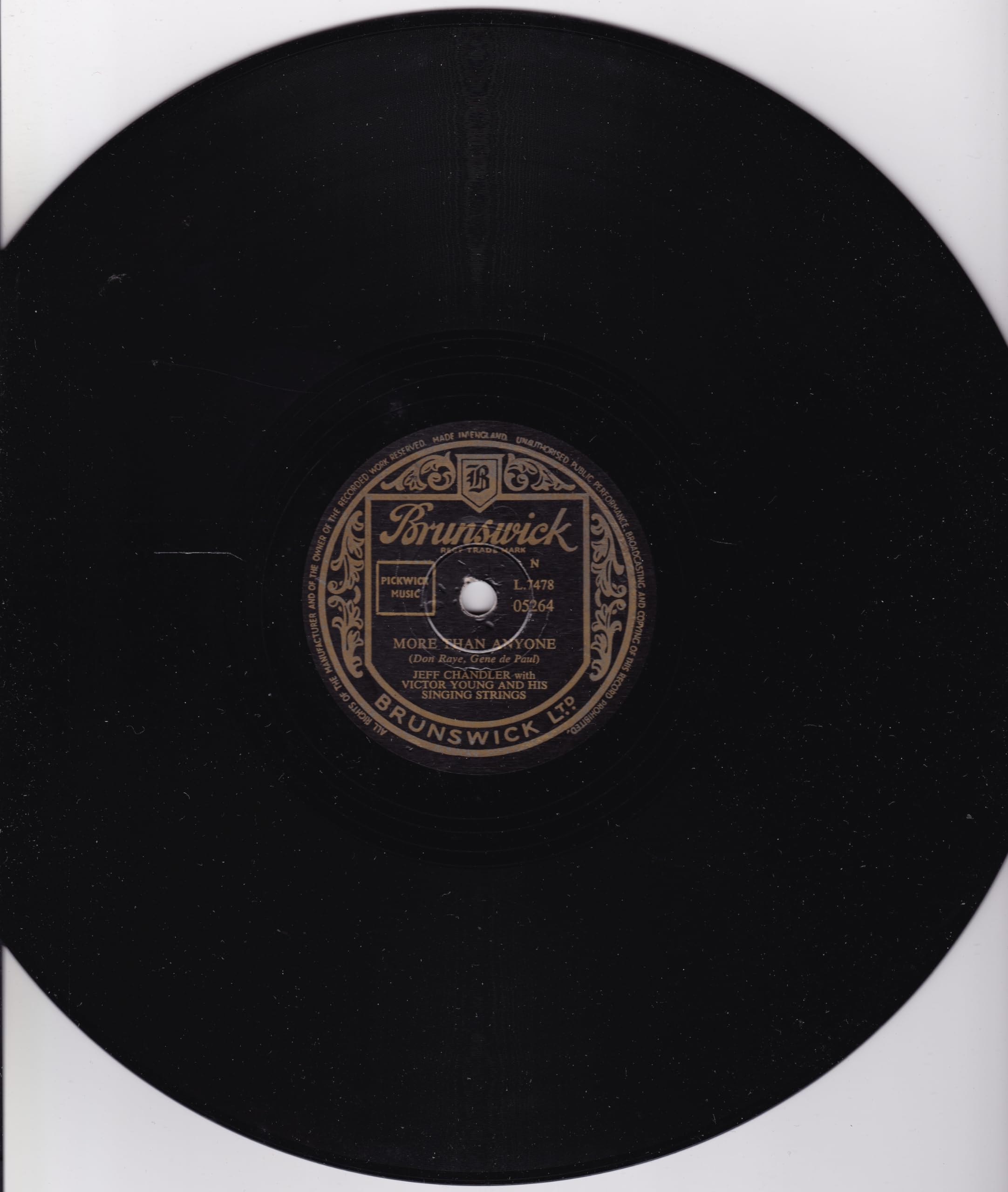 Jeff Chandler With Victor Young And His Singing Strings ‎– I Should Care (Brunswick 78 RPM shellac single VG/-